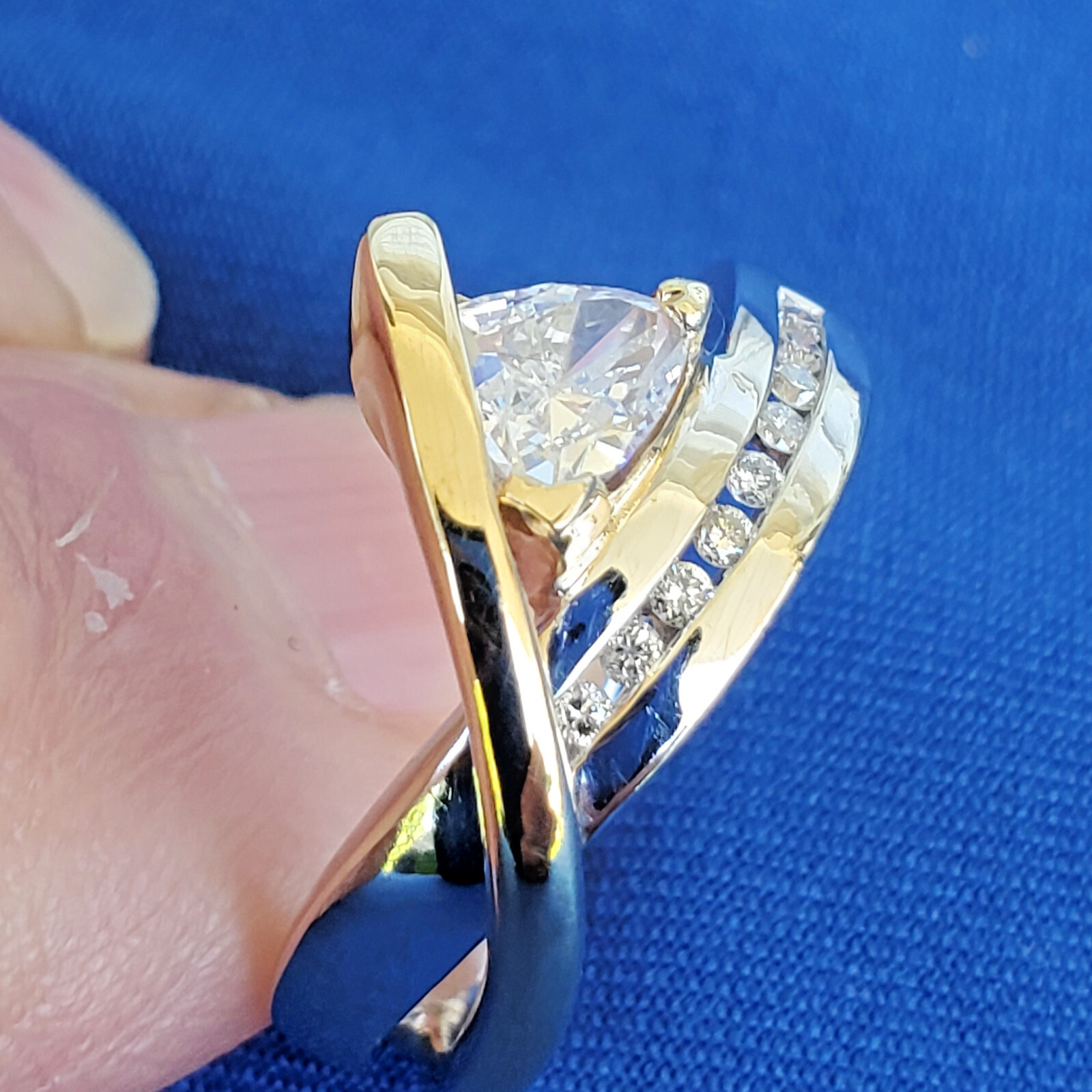ORIGINAL EARTH MINED Triangle DIAMOND Engagement Ring SOLID 14K GOLD Solitaire 6