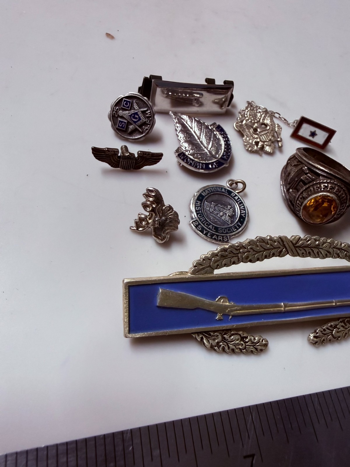 Collection Lot Great Vintage Sterling Silver Fraternal Military ETC Jewelry – X2