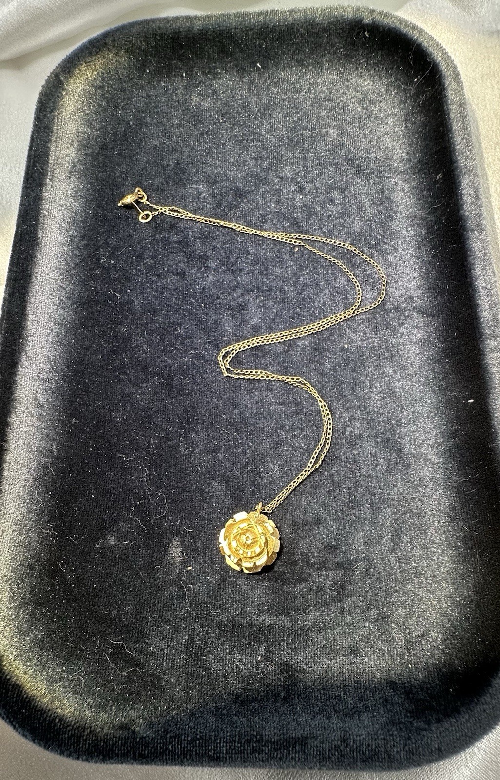 Vintage IPS 1/20th 12k Gold Filled Chain Ceramic Flower Pendant Necklace 16”