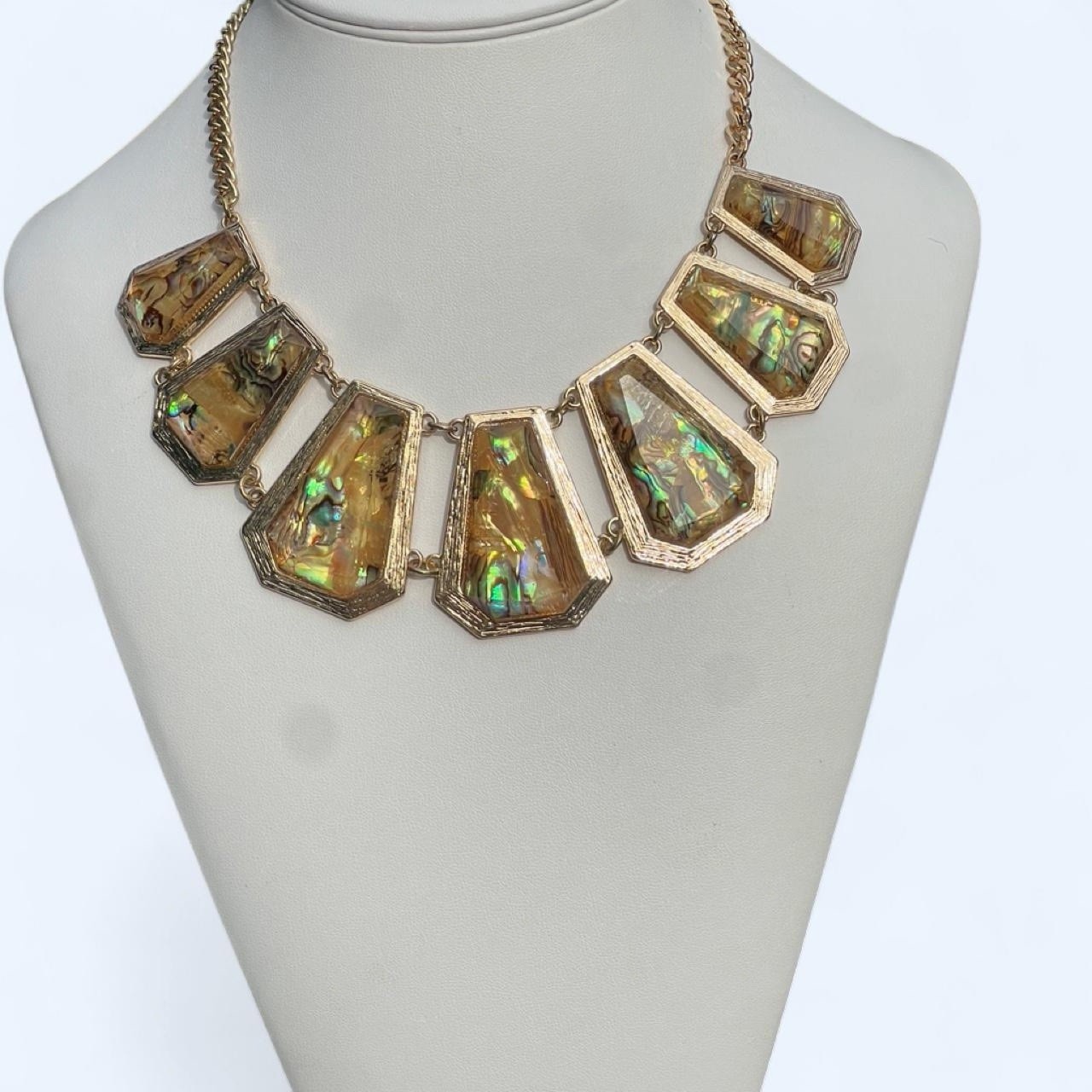 Vintage 2000s Statement Necklace Retro 00s Abalone Shell Style Glam The Limited