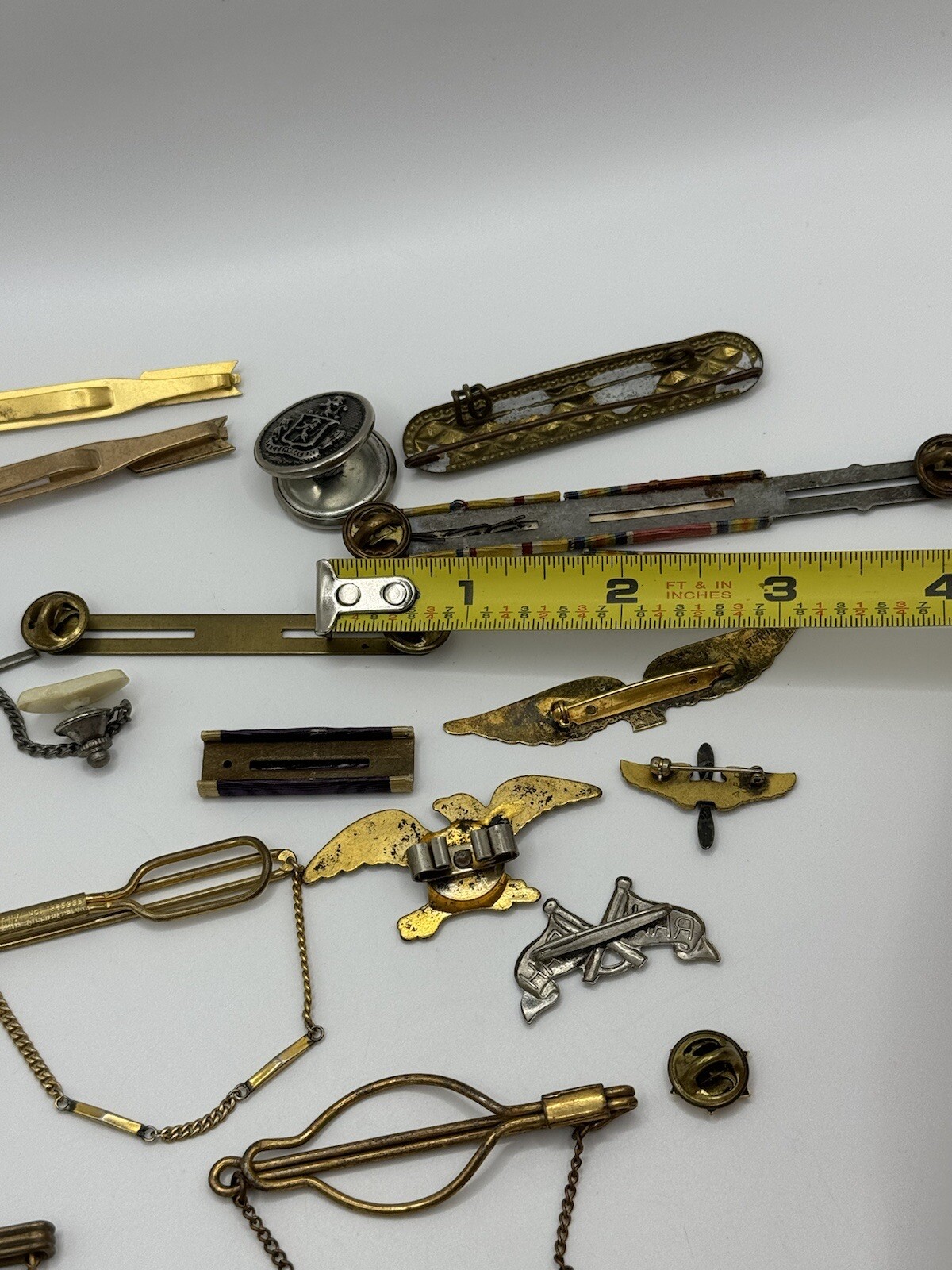 Vintage Tie Clips Lot of 21 Misc Pieces Army Militaria Swank Brooches See Desc *