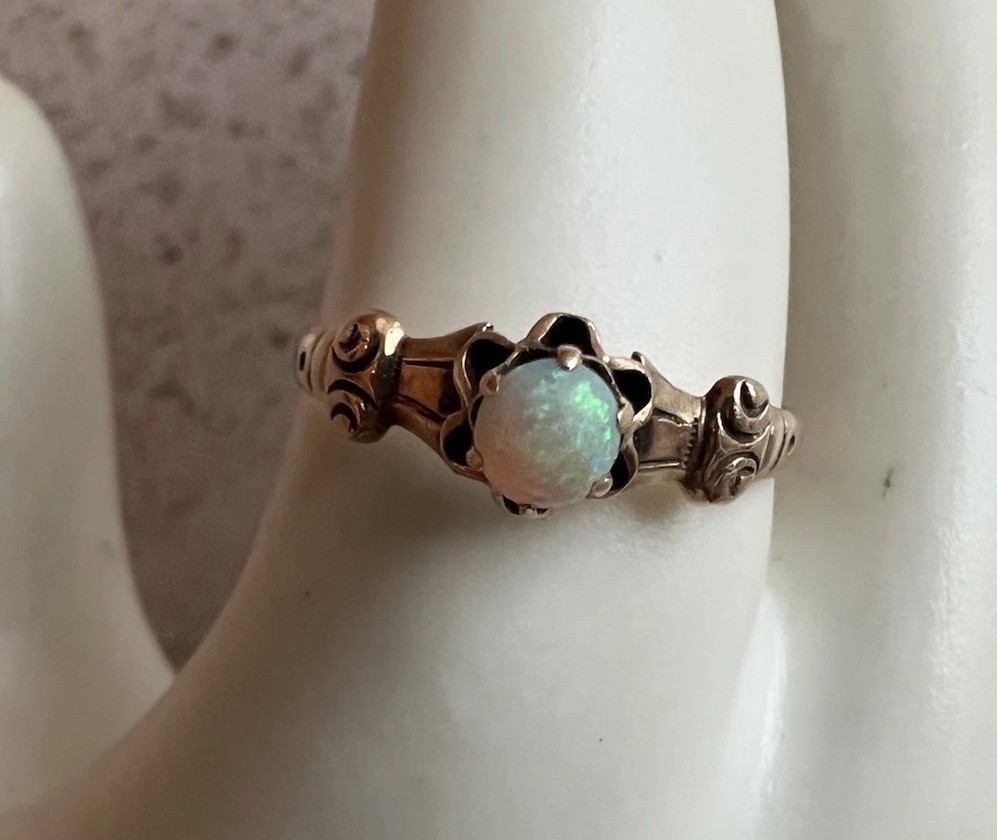 Victorian Antique Opal 10k Yellow Gold Ring Size 7.25 Reduced! Intricate Belt