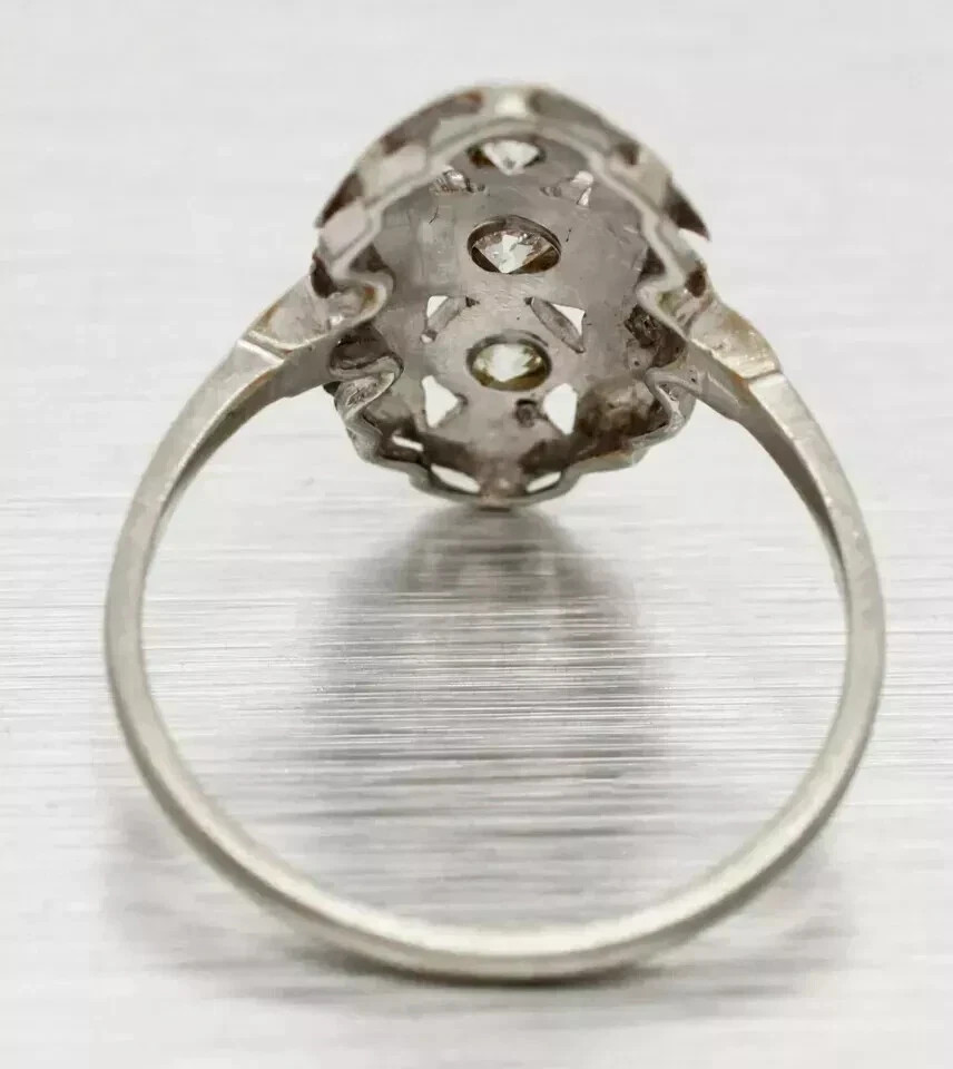 Art Deco Style Round Lab Created Diamond Three Stone Engagement Ring 14K Gold FN