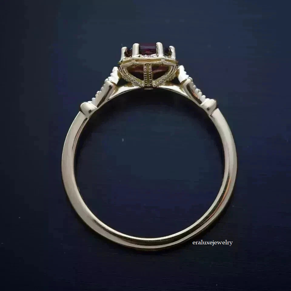 2Ct Art Deco Style Round Lab Created Ruby & Diamond Engagement Ring 14K Gold FN