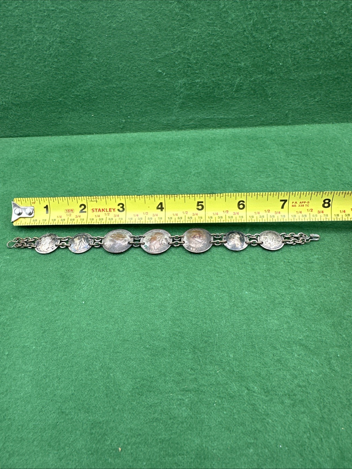 Vintage British Coin Bracelet 1944 Wren Farthing George VI WWII Era