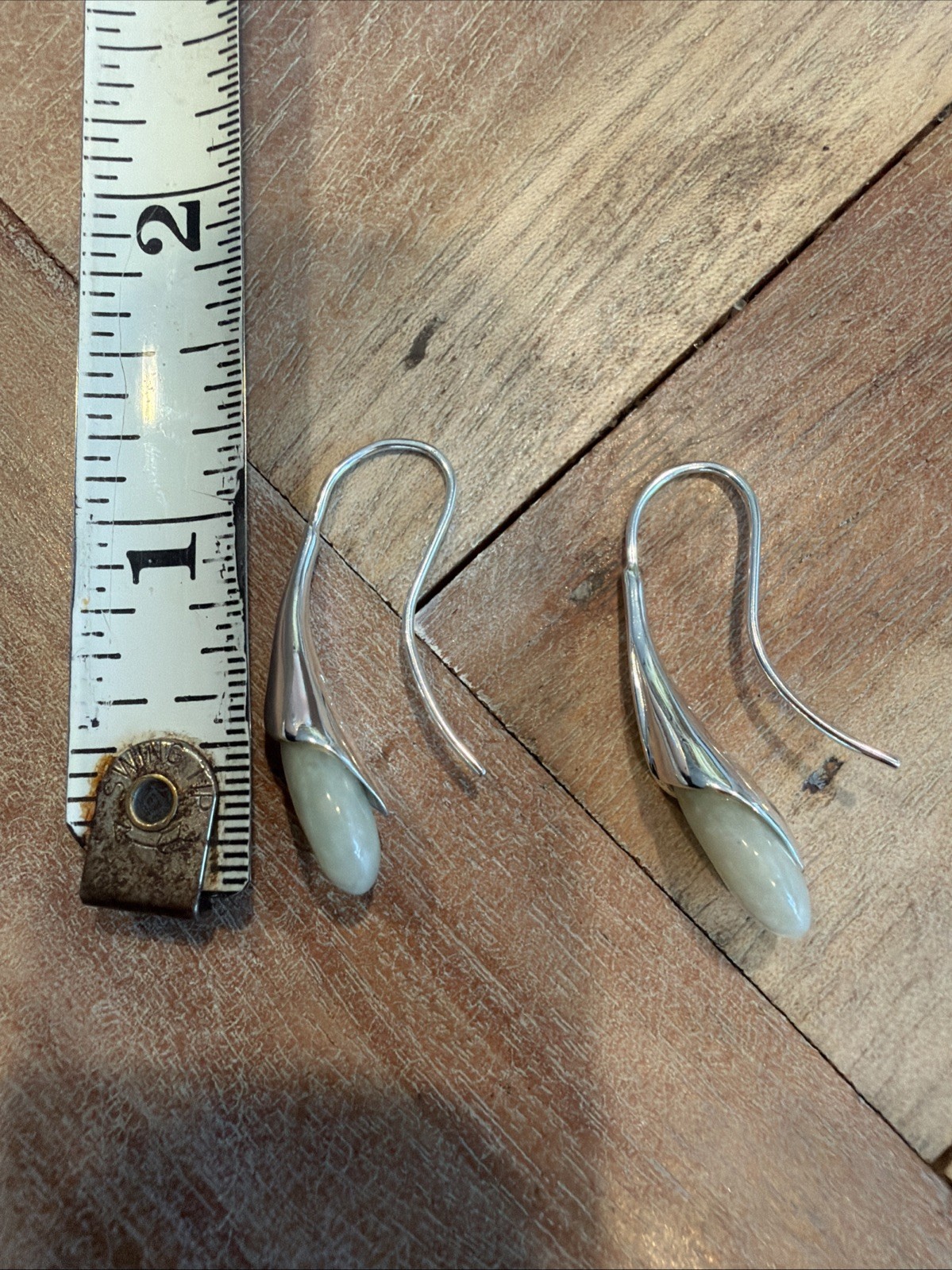 GSJ 925 China Vintage Jade Teardrop Earrings