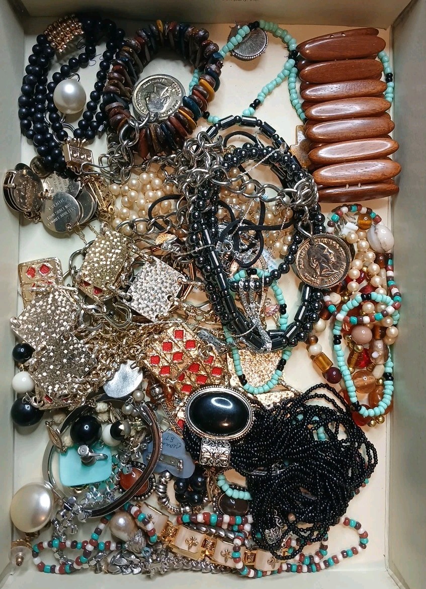 1 + Lb Bag Jewelry Vintage Modern Lot Craft Junk Some Wearable Resell Mix