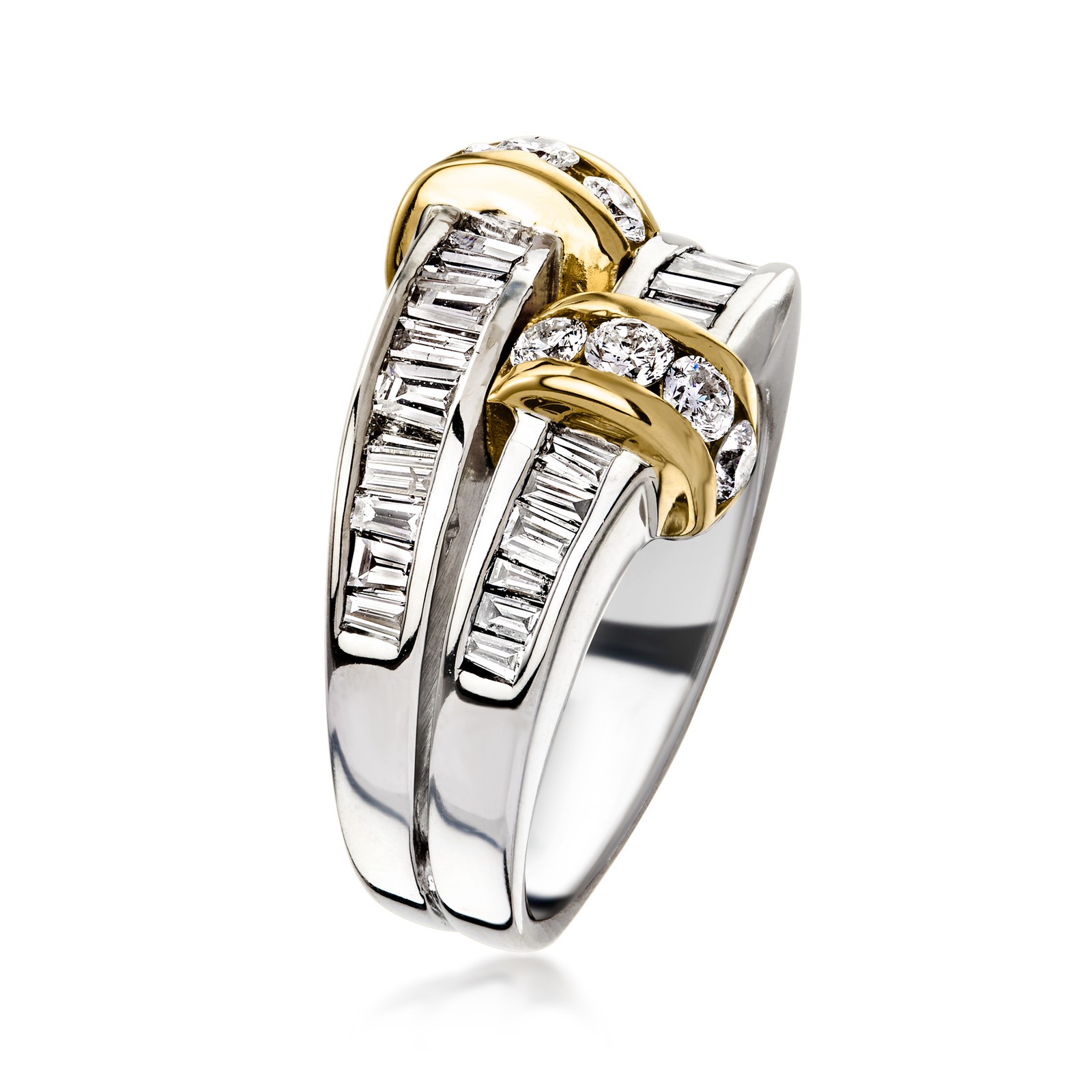 Vintage 1.50 ct. t.w. Diamond 2-Row Ring in 14kt 2-Tone Gold. Size 5.75
