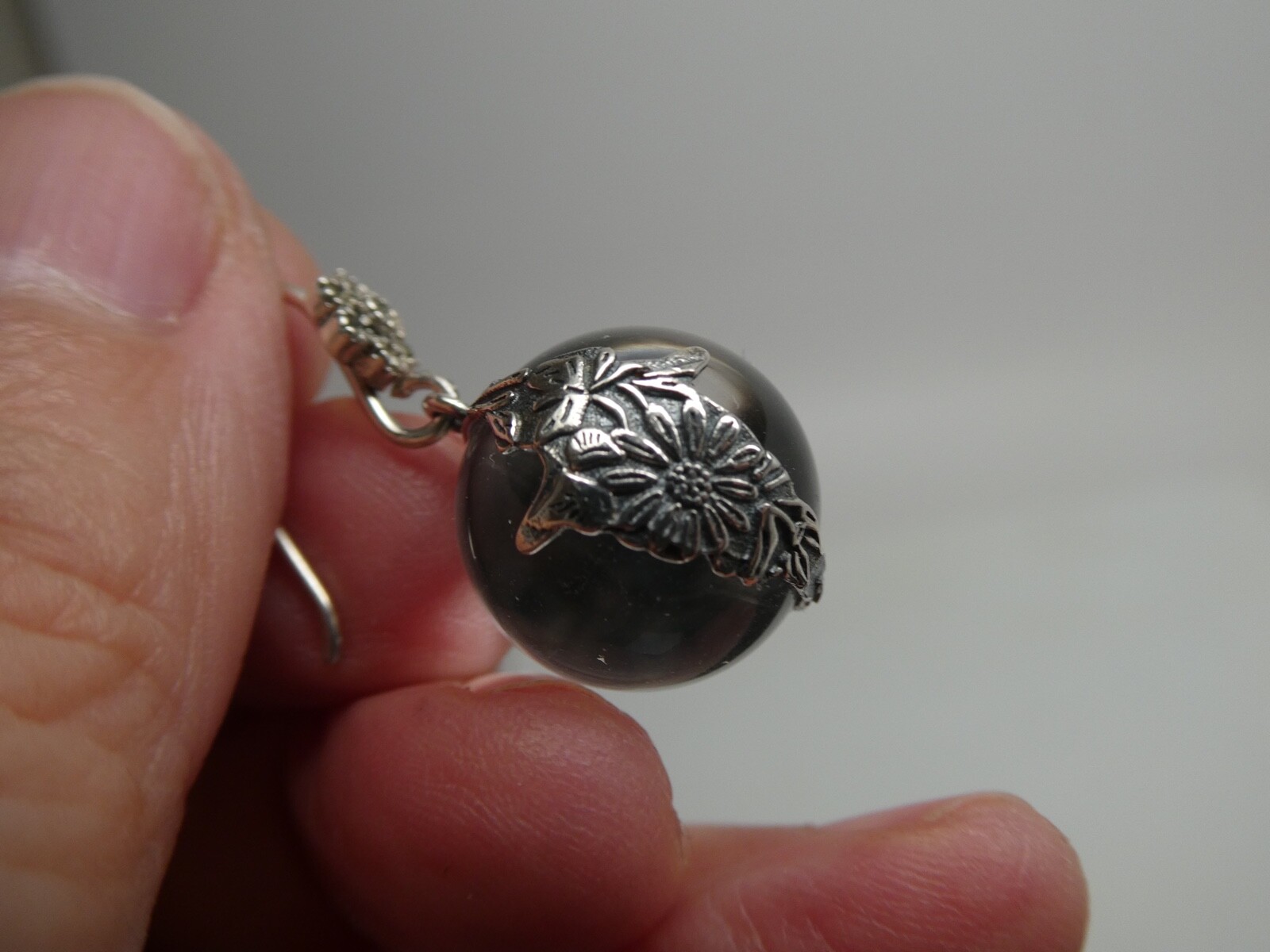Genuine Pool Of Light Sterling Silver 925 Floral Orb Marcasite Dangle Earrings