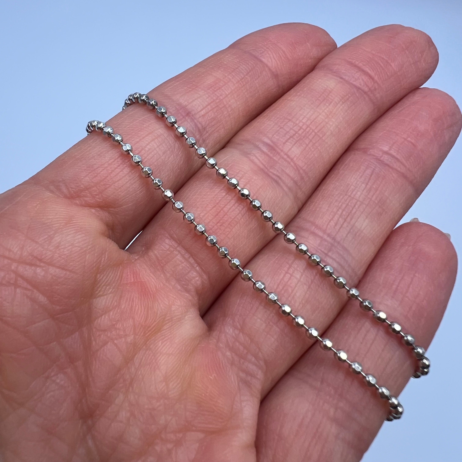 Vintage 925 Sterling Silver 15.7″ Ball Chain Necklace 3.56g Adult Unisex Gift