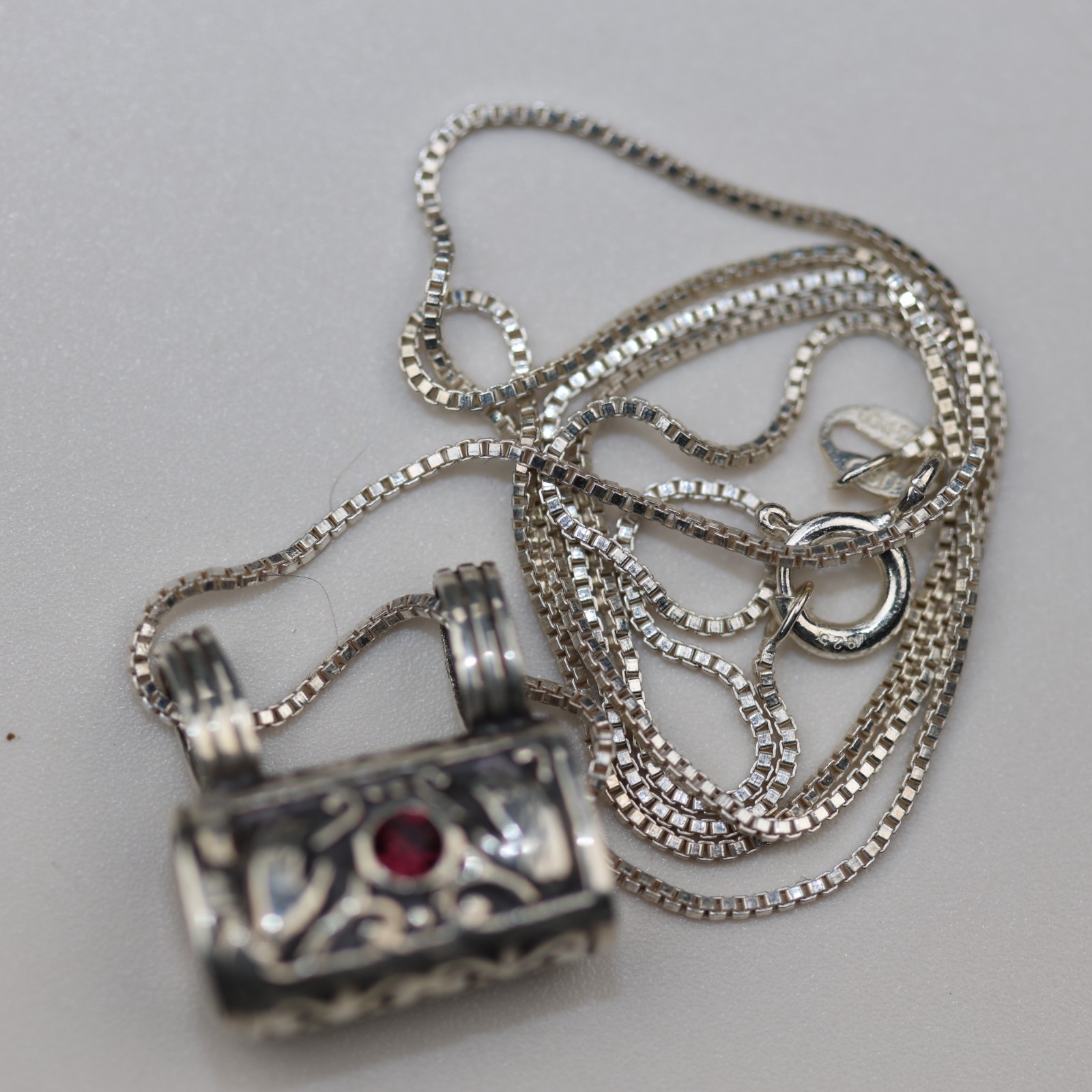 Handbag Locket Amethyst Gemstone Pendant Necklace Sterling Silver