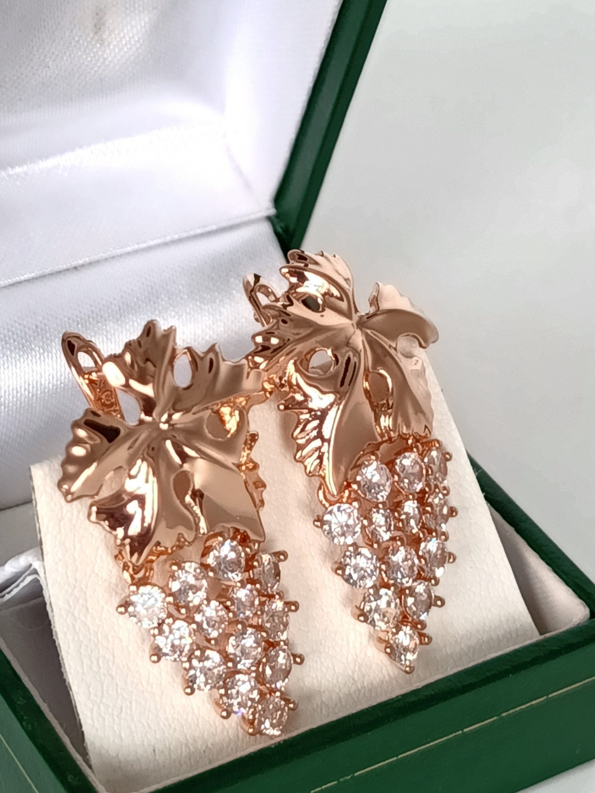 Vintage 1990-s 14 Ct Rolled Gold Large Zircons Earrings-Hallmarked 585 RG