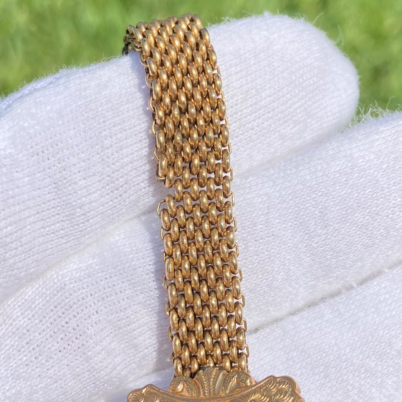 Antique Gold Filled or Rolled Gold Victorian Mesh Slide Wedding Bracelet