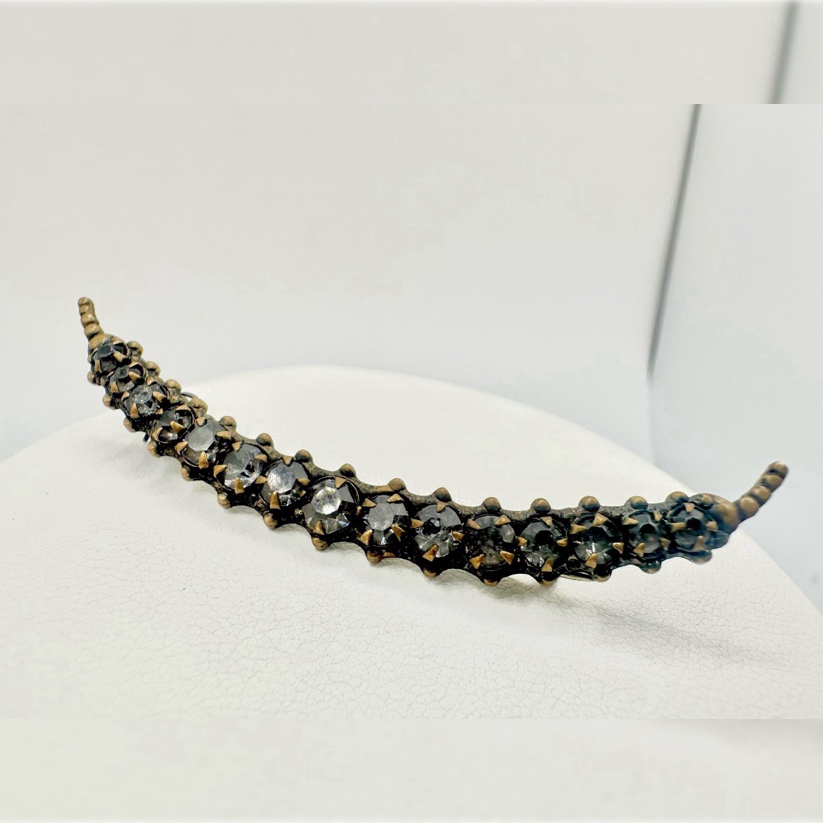Antique Victorian Brooch Pin Crescent Moon Love Luck Paste Stones C Clasp Read