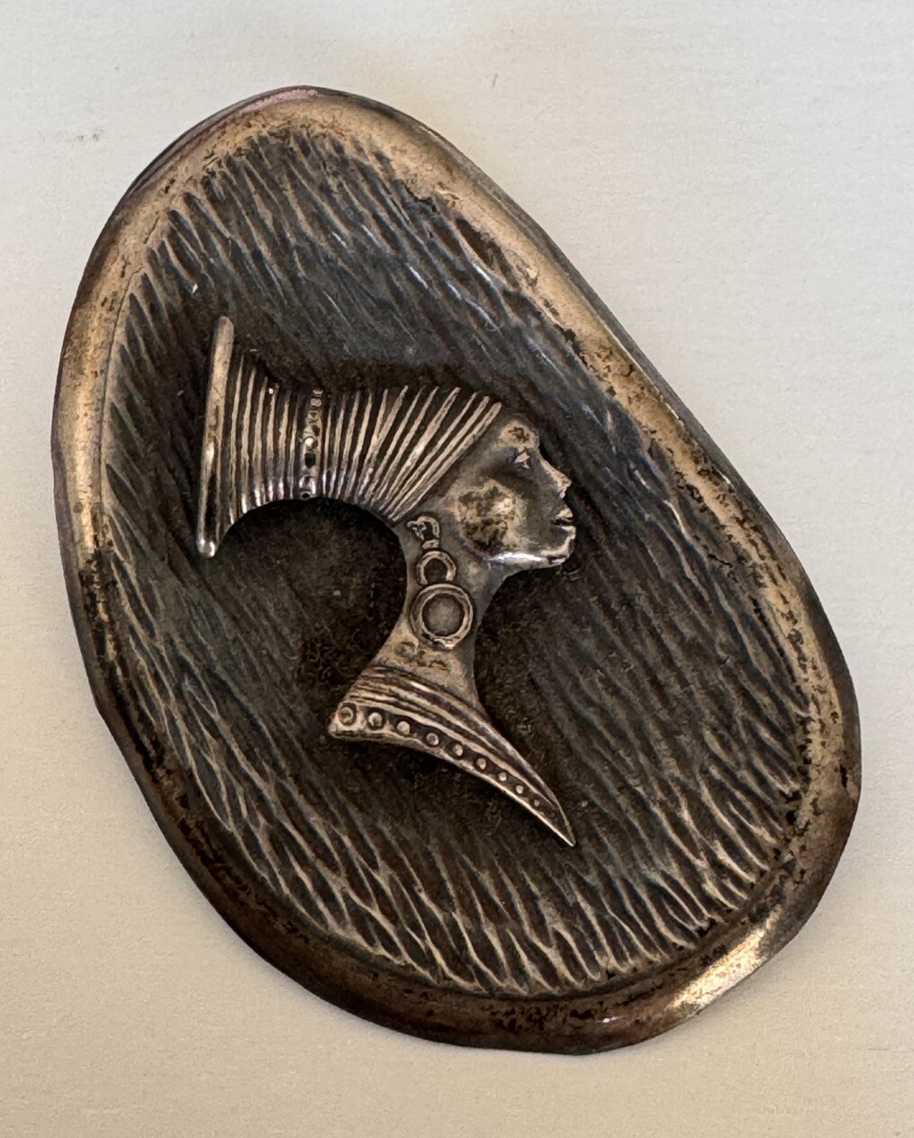 Vintage Nefertiti Brooch Pendant 925 Sterling Silver Handmade Israel Art Jewelry