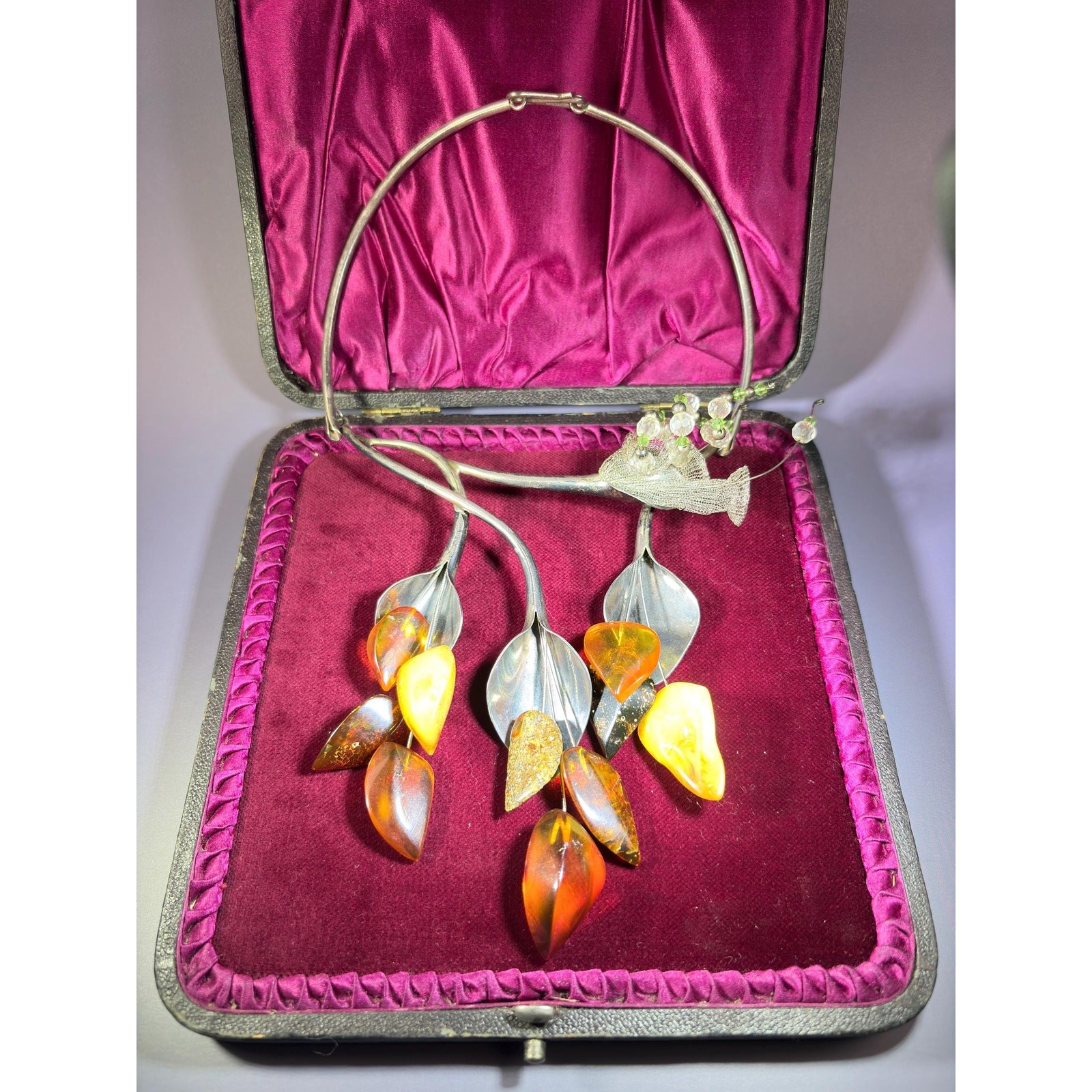 OOAK Egg Yolk / Butterscotch Baltic Amber Sterling Torque Collar Necklace