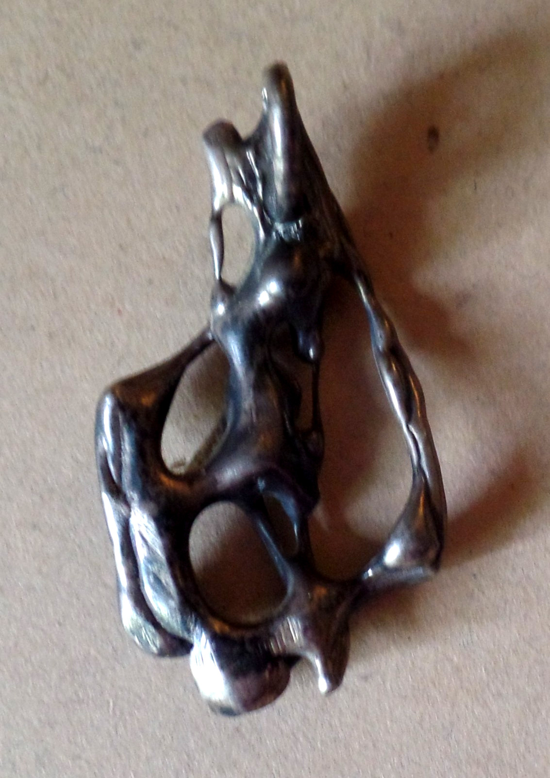 Vintage OOAK Over 50 Years Old Abstract Handcrafted Freeform Silver Pendant