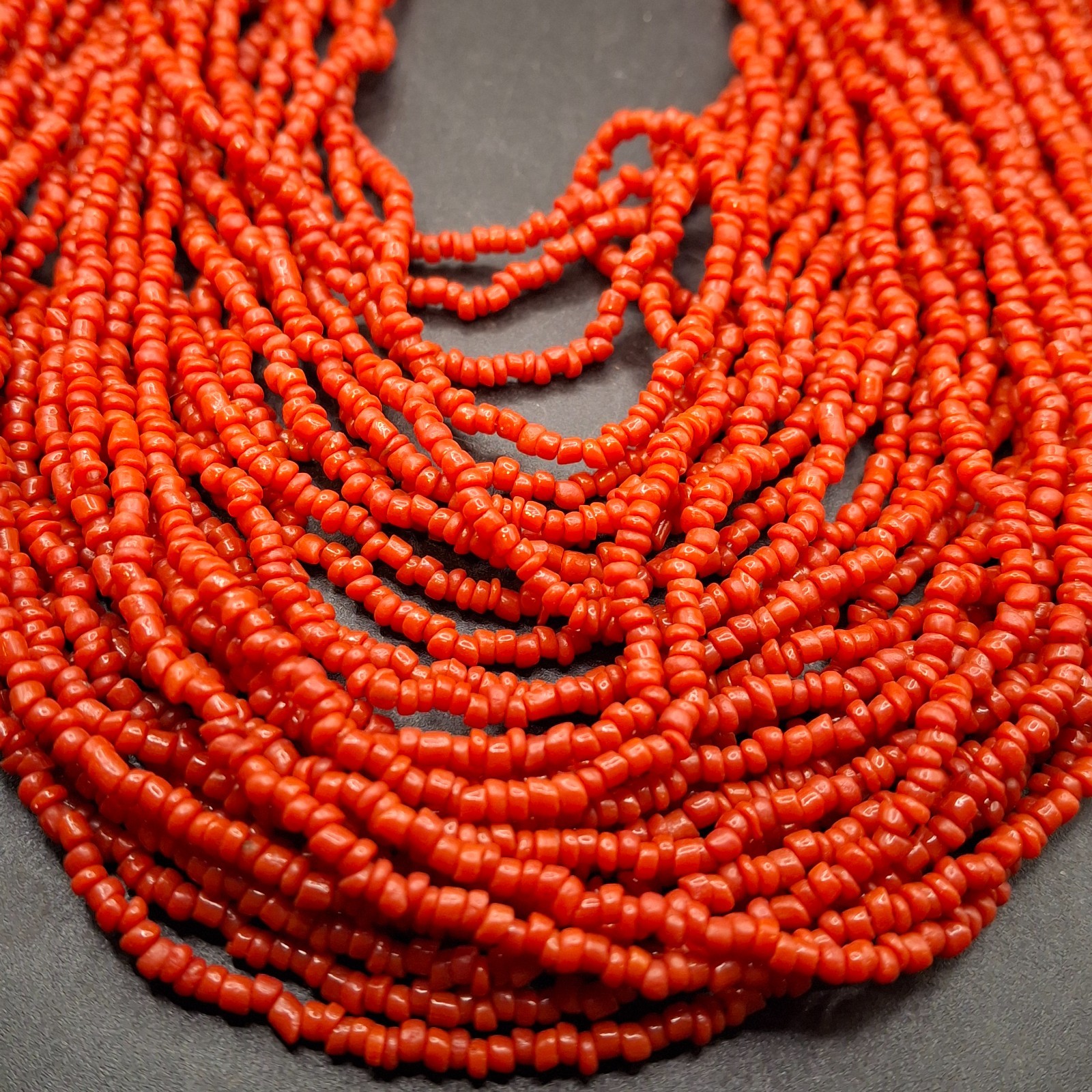 Vintage Red Coral Multi Strand Necklace India Ethnic Silver Coin Clasp Chunky