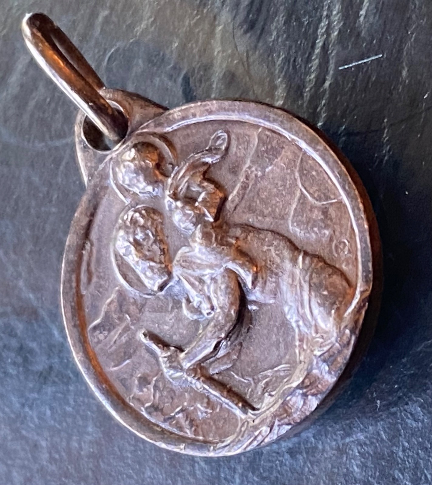 Vintage Metal Necklace Pendant, No Chain, The Story of 2 Friends in Damascus