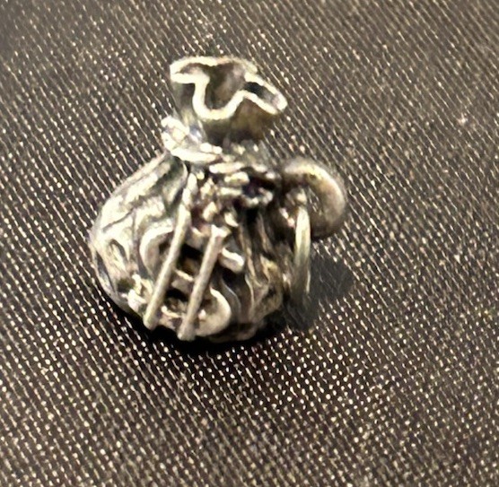 Vintage Sterling Silver Money Bag Charm Lucky Prosperity Sack Figural Pendant
