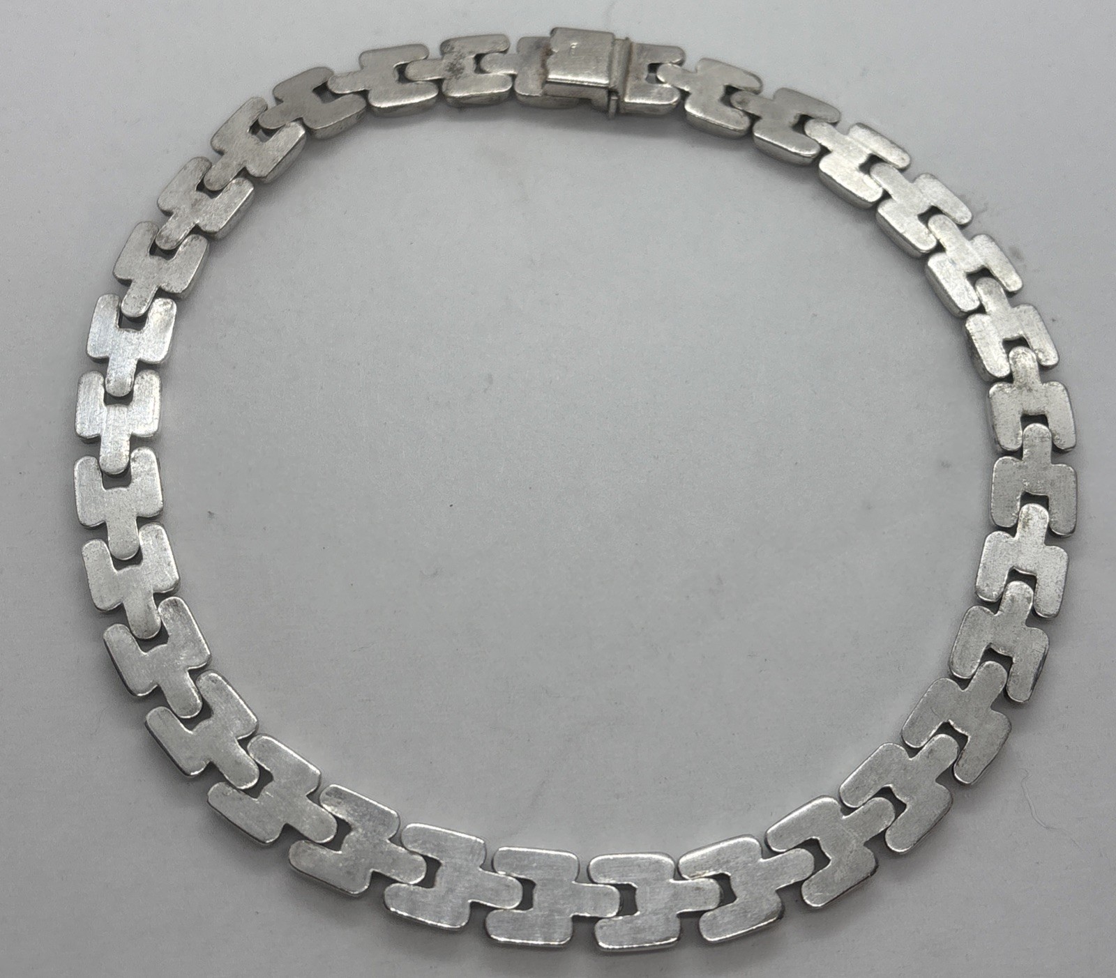 Vintage Sterling Silver Panther Chain Choker Necklace Unisex 40 Gr Modernist 15”