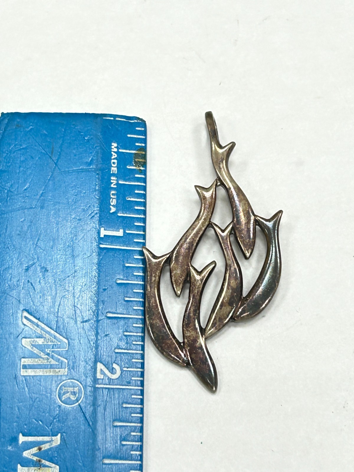 Vintage Signed By Unknown Maker School Of Fish 925 Sterling Silver Pendant