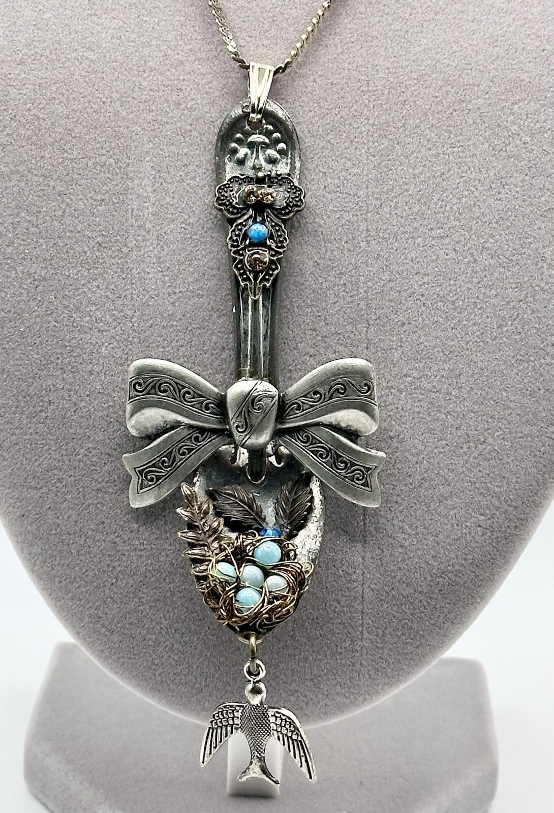Artisan Vintage Spoon Pendant Necklace Decorative Southwestern Nature 24”