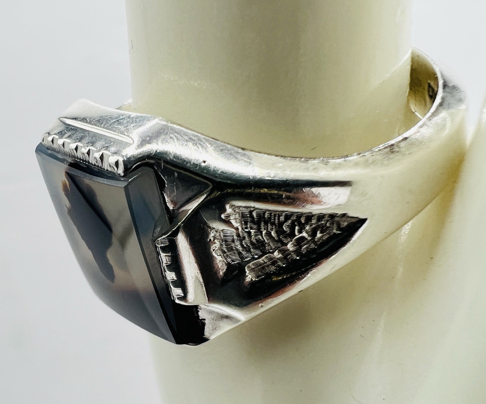Vintage Men’s Sterling Silver Moss Agate Ring
