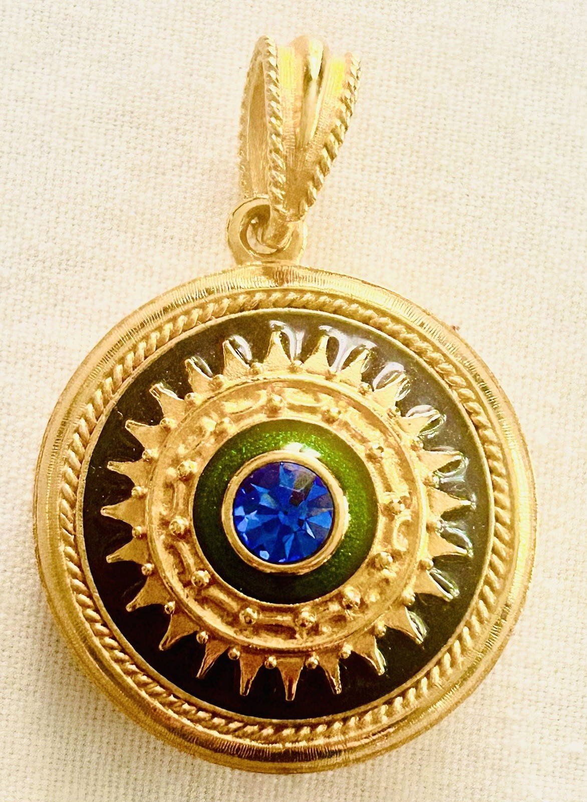 CAMROSE & KROSS JBK Jackie Kennedy Gold Reversible Pendant Necklace: Blue Enamel