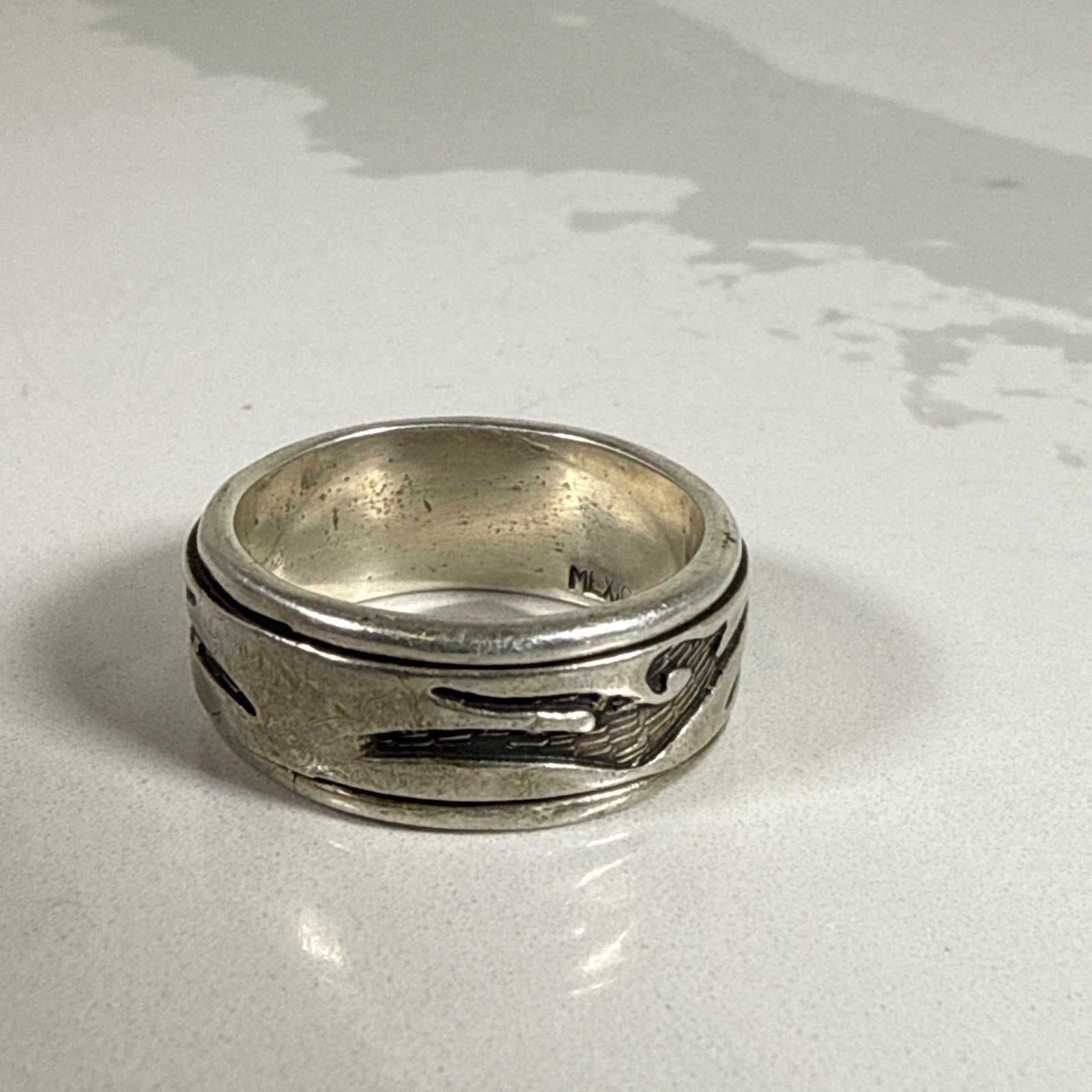 .925 Sterling Silver Vintage Spinner Ring See Pics For Size**