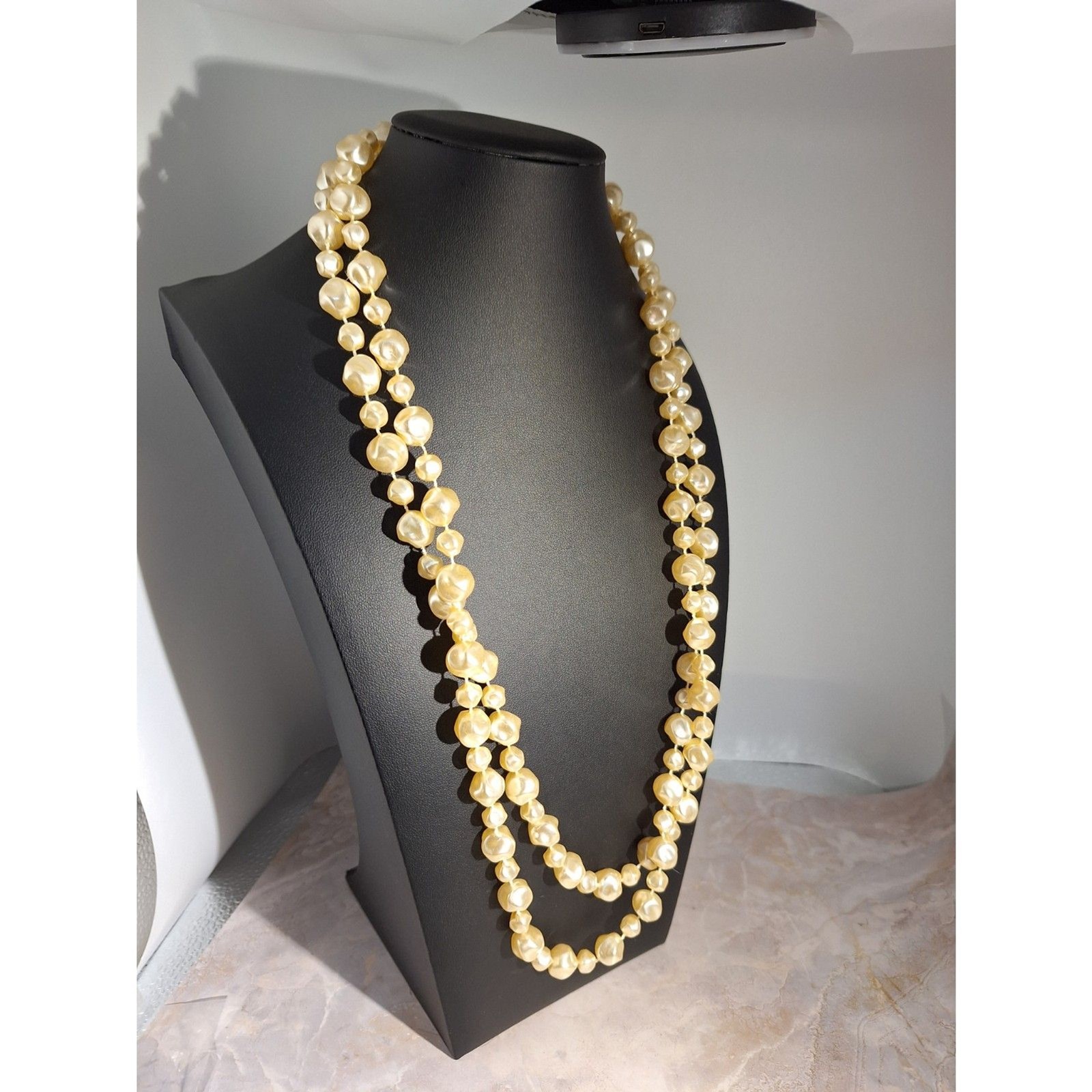 A Vintage Extra Long Faux Pearl Necklace Grandmacore Lustrous Eveningwear