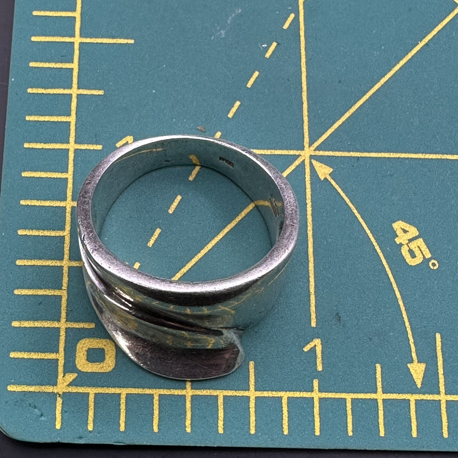 Modernist Smooth Ring Vintage Signed Italy 925 Sterling Silver Size 7.75