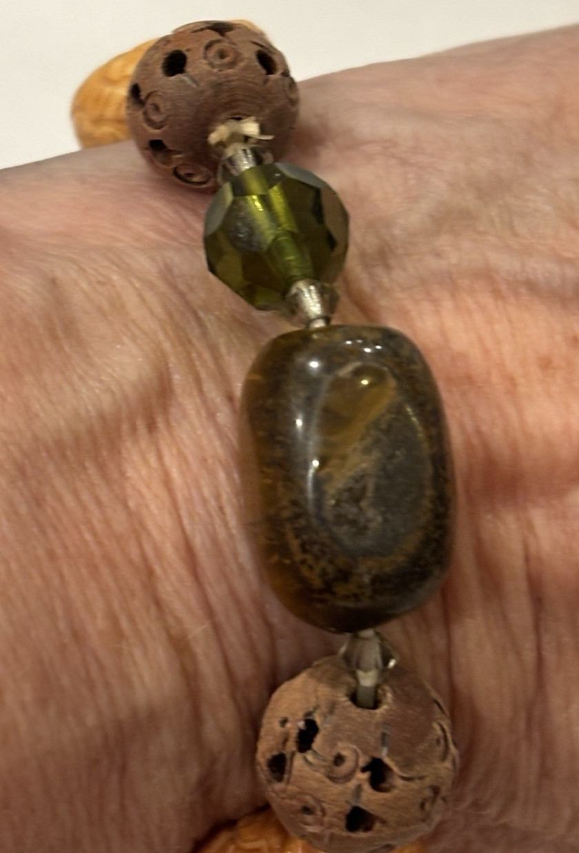 Vintage Bohemian Mixed Stone/Carved Bracelet