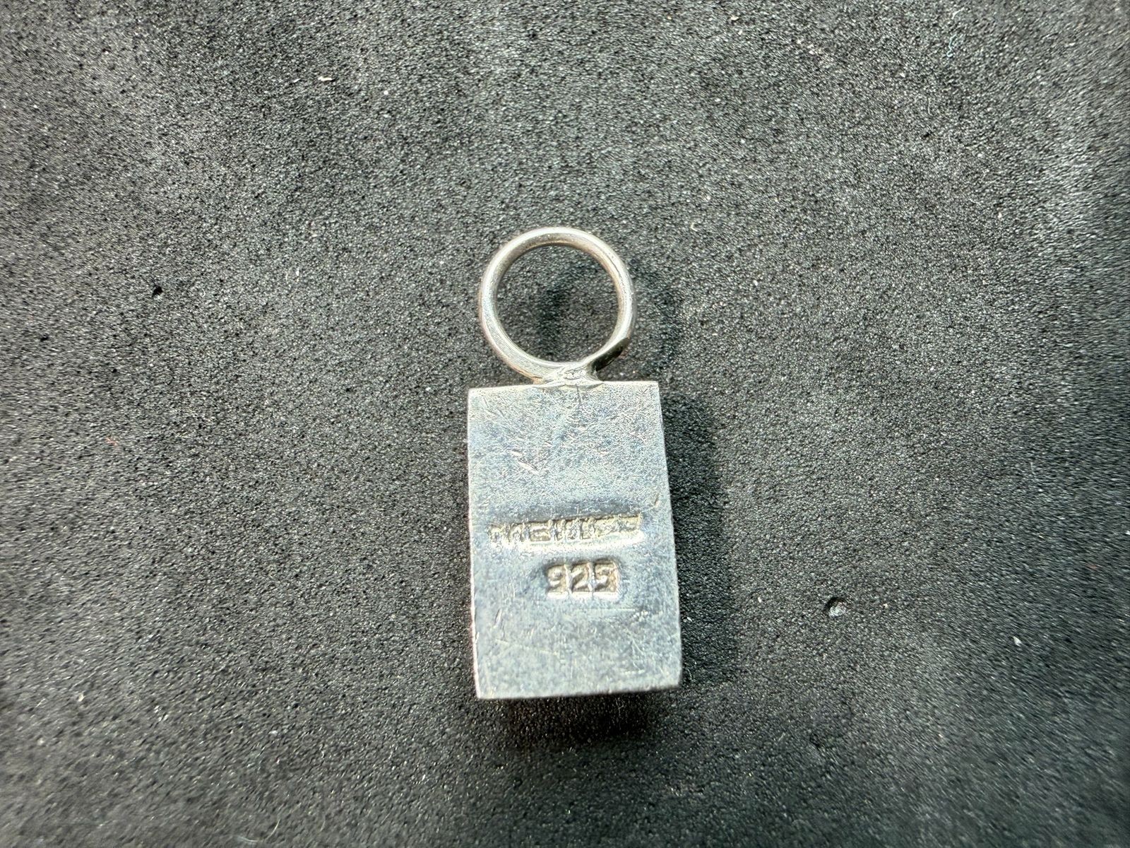 2.41g Vintage Sterling Silver 925 Rectangle Red Pendant Geometric Modern M