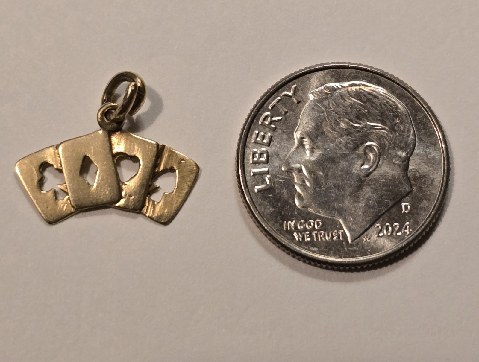 14k Gold Suit Cards Pendant Vintage Custom Made