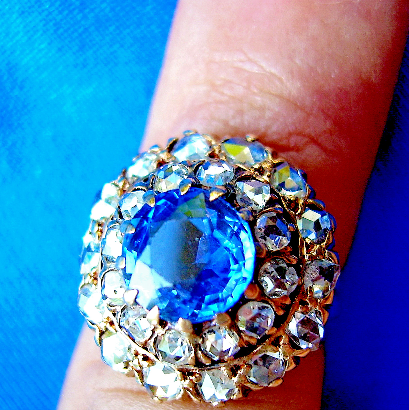 Original EARTH MINED SAPPHIRE DIAMOND Engagement Ring Antique Victorian 14K GOLD