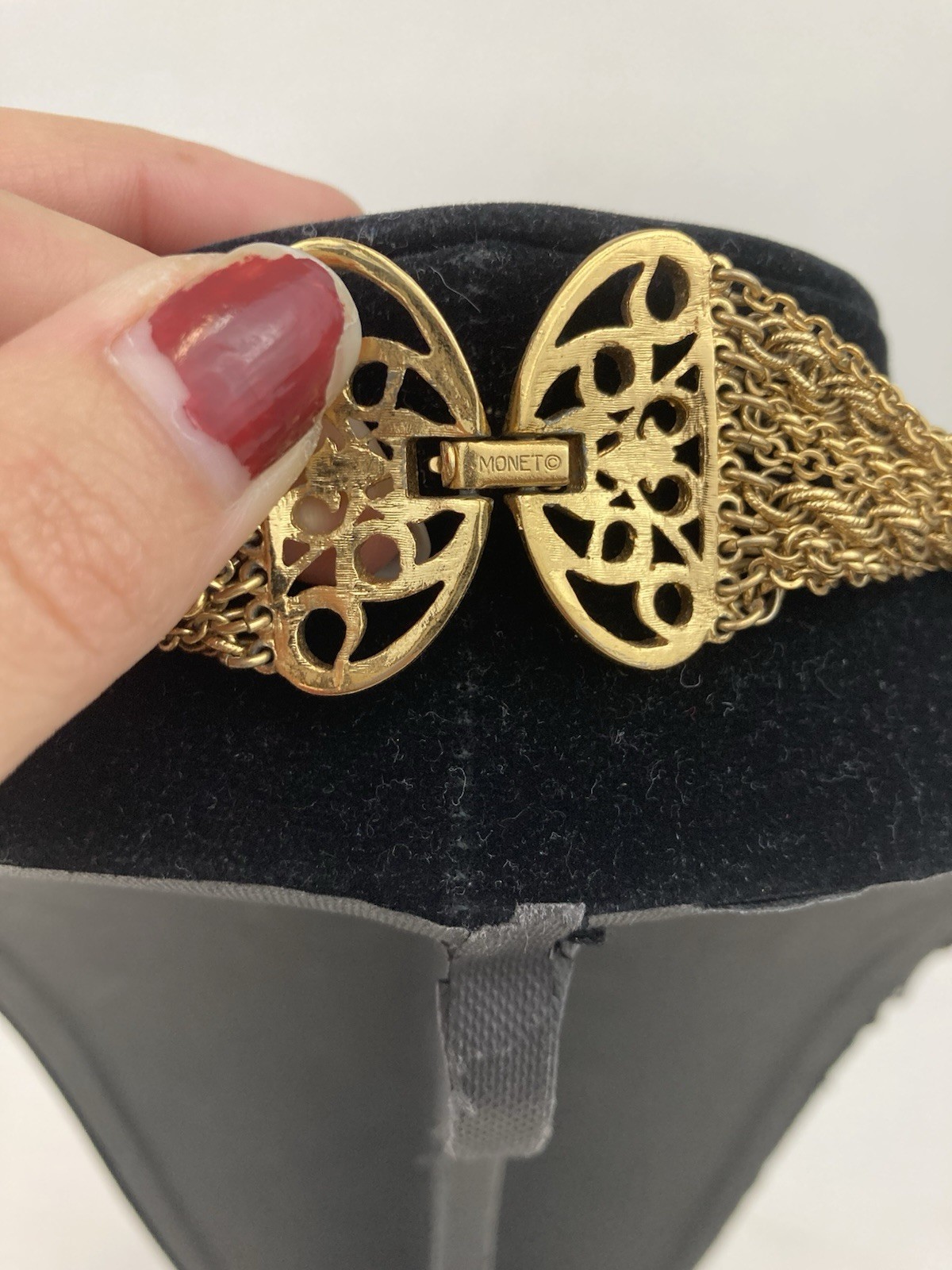 Vintage 1969 Monet Festoon Necklace Gold Tone Statement Piece Rare Excellent