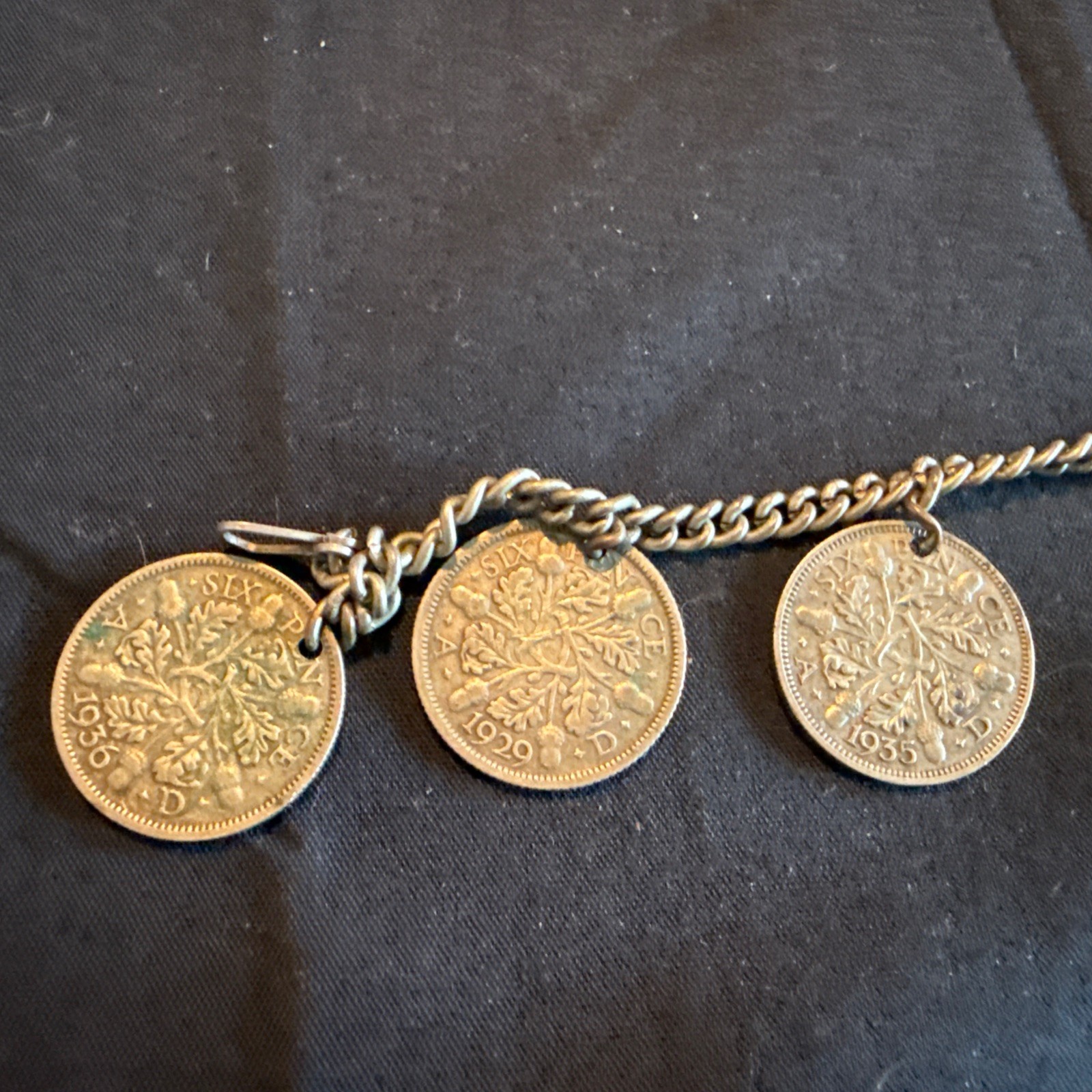 Antique Silver King George V Three pence Bracelet 1928-1936