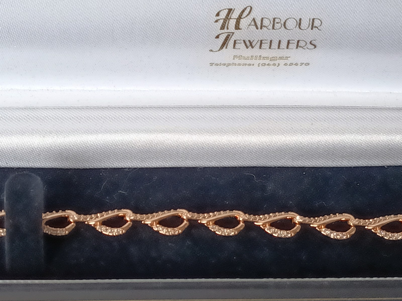 Vintage 1990-s Rolled Gold Zircons Bracelet- Hallmarked 585 RG!!