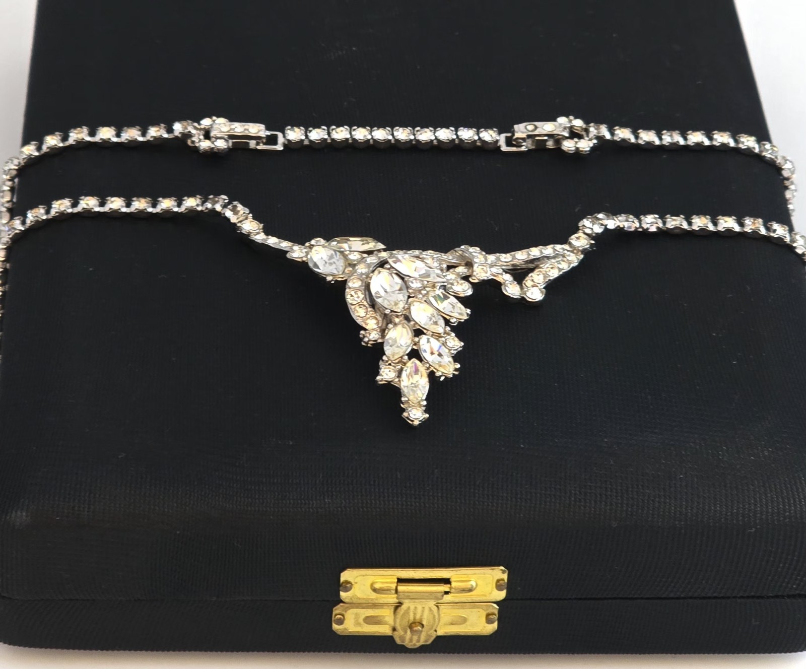 VTG KRAMER STATEMENT MARQUISE CRYSTALS NECKLACE CHOKER☆BRIDAL/ANNIVERSARY☆EC☆17″