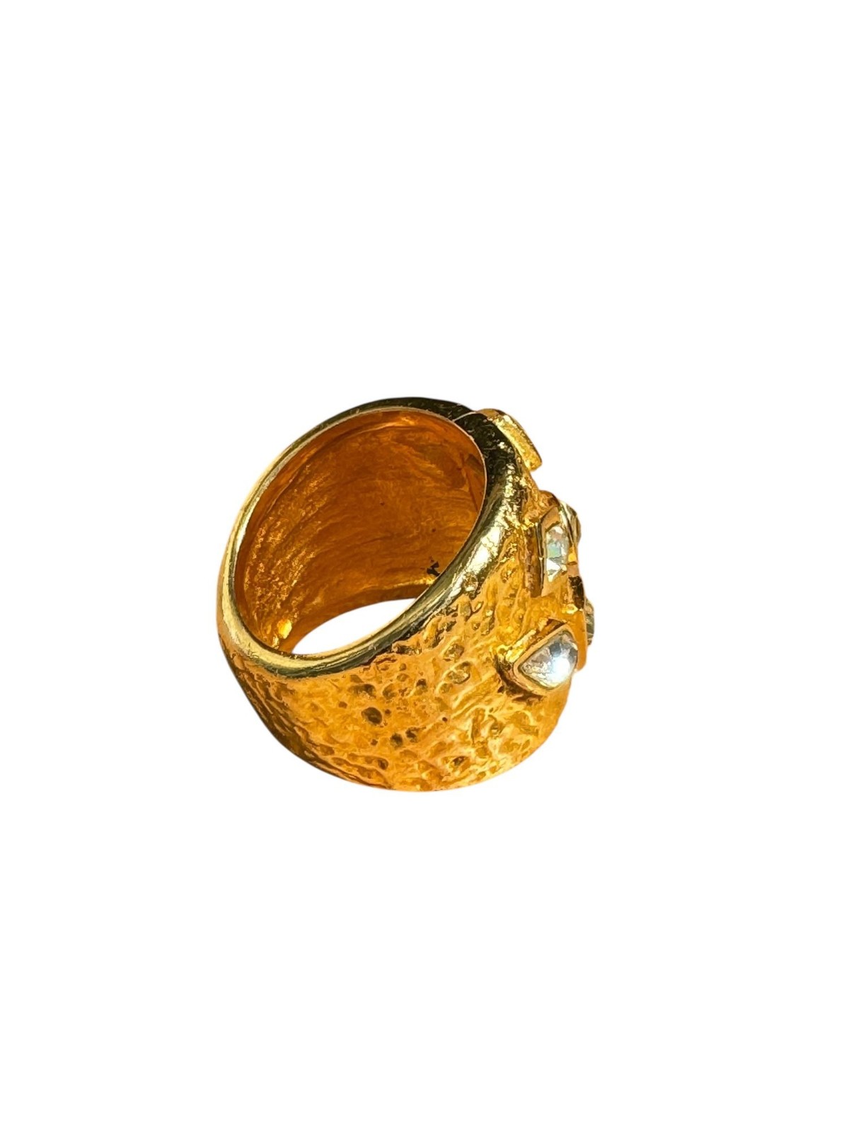Yves Saint Laurent Vintage 1980s Gold Statement Ring Size US 7.5
