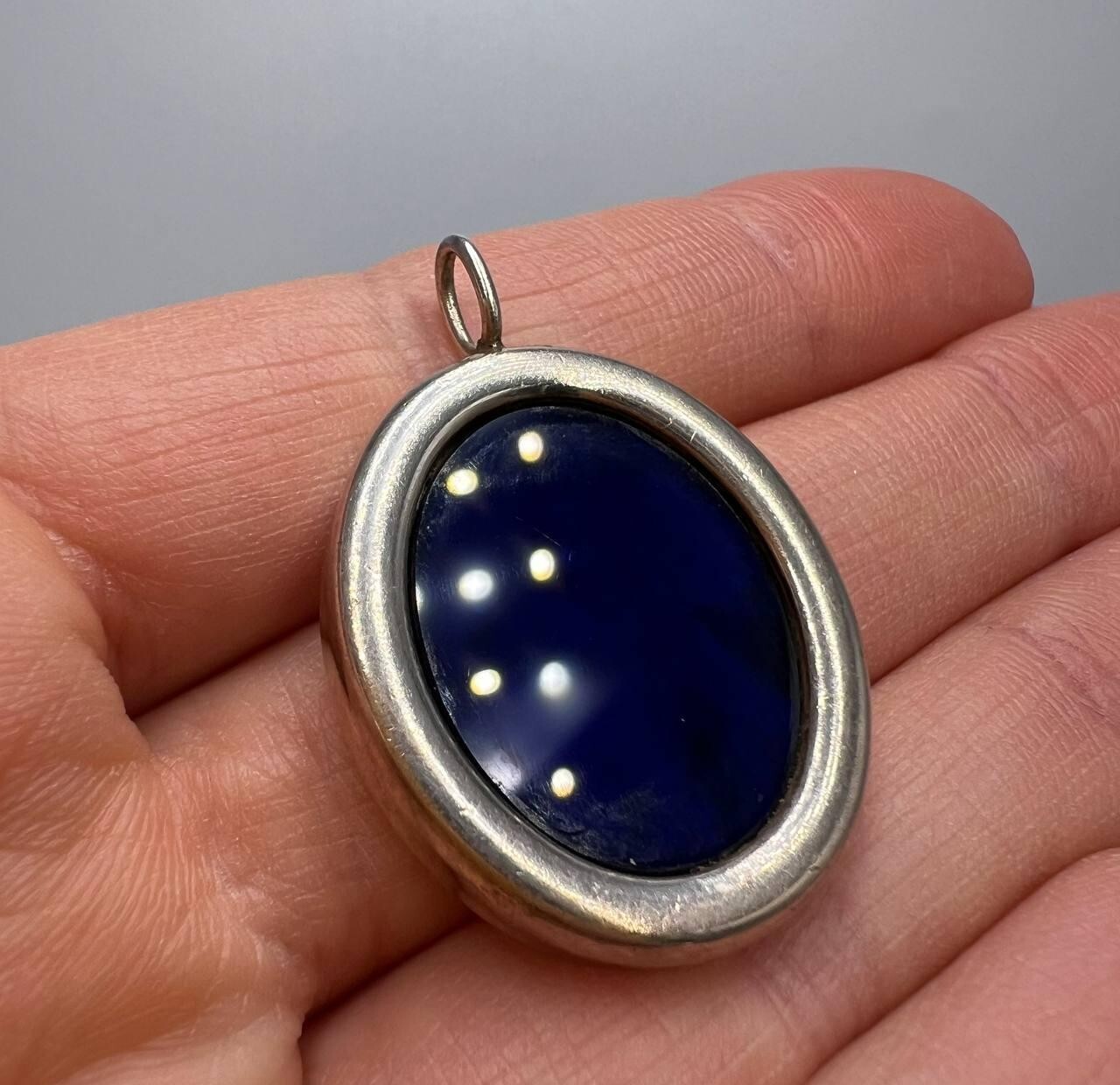 Vintage Sterling Silver 925 Pendant with Blue Fluorite Quartz Adult Unisex Gift