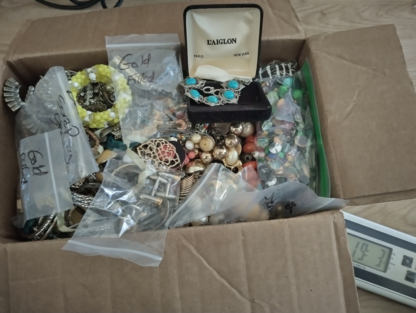 19 + lbs Huge Unsorted Jewelry Lot Vintage to Now Craft repair Sterling Goldfill