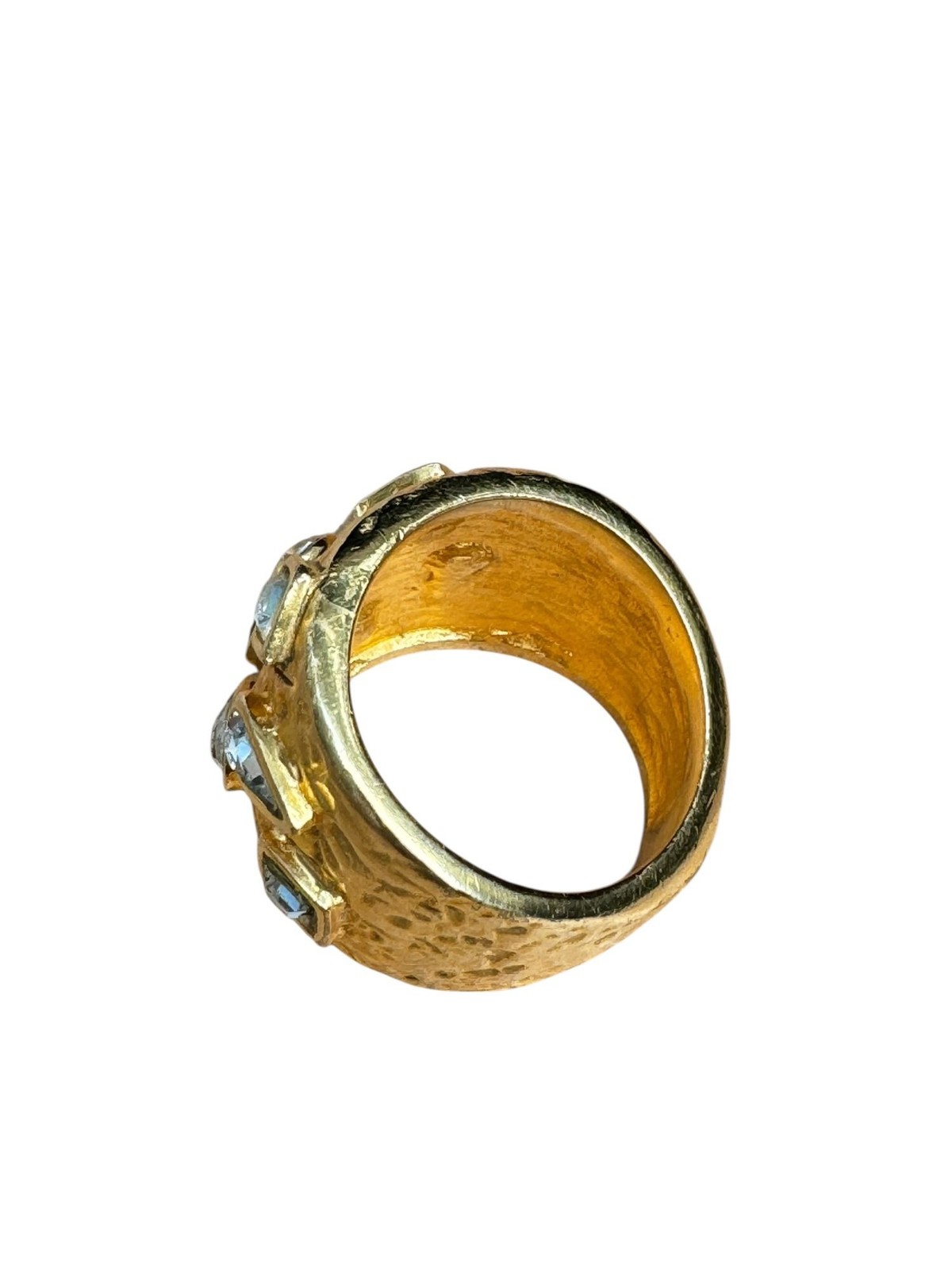 Yves Saint Laurent Vintage 1980s Gold Statement Ring Size US 7.5