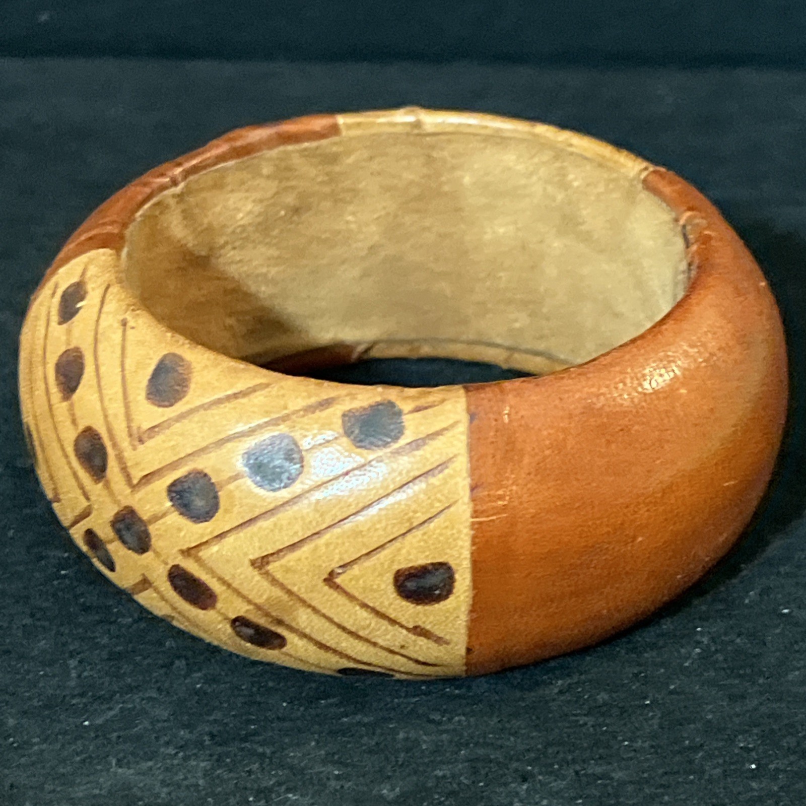 Vintage Tribal African Leather Bangle Bracelet Boho Jewelry