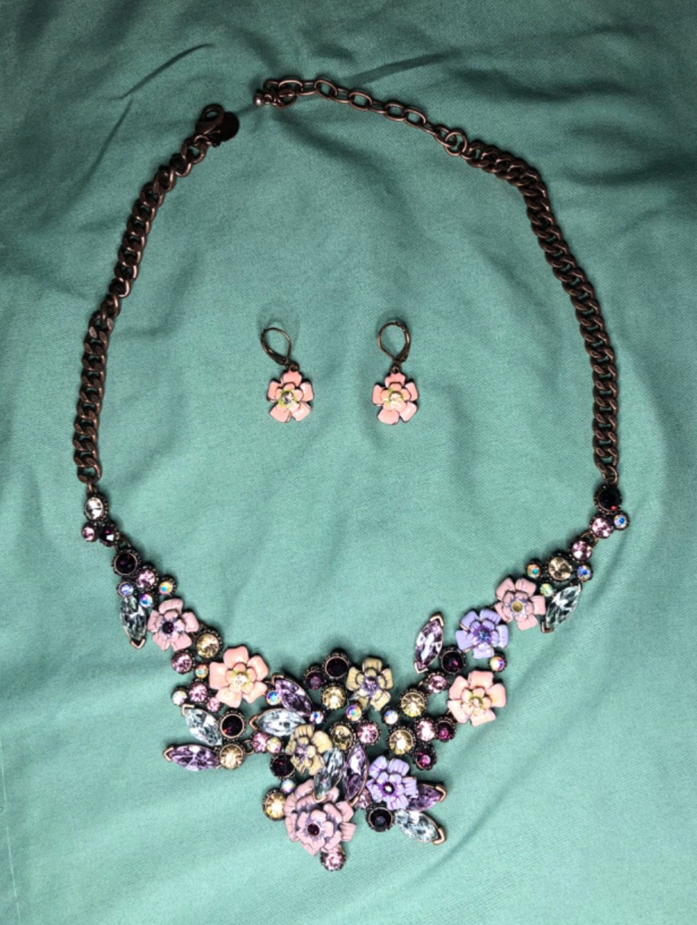 Joan Rivers XXV Classics Collection Necklace Earring Set Enamel Rhinestones
