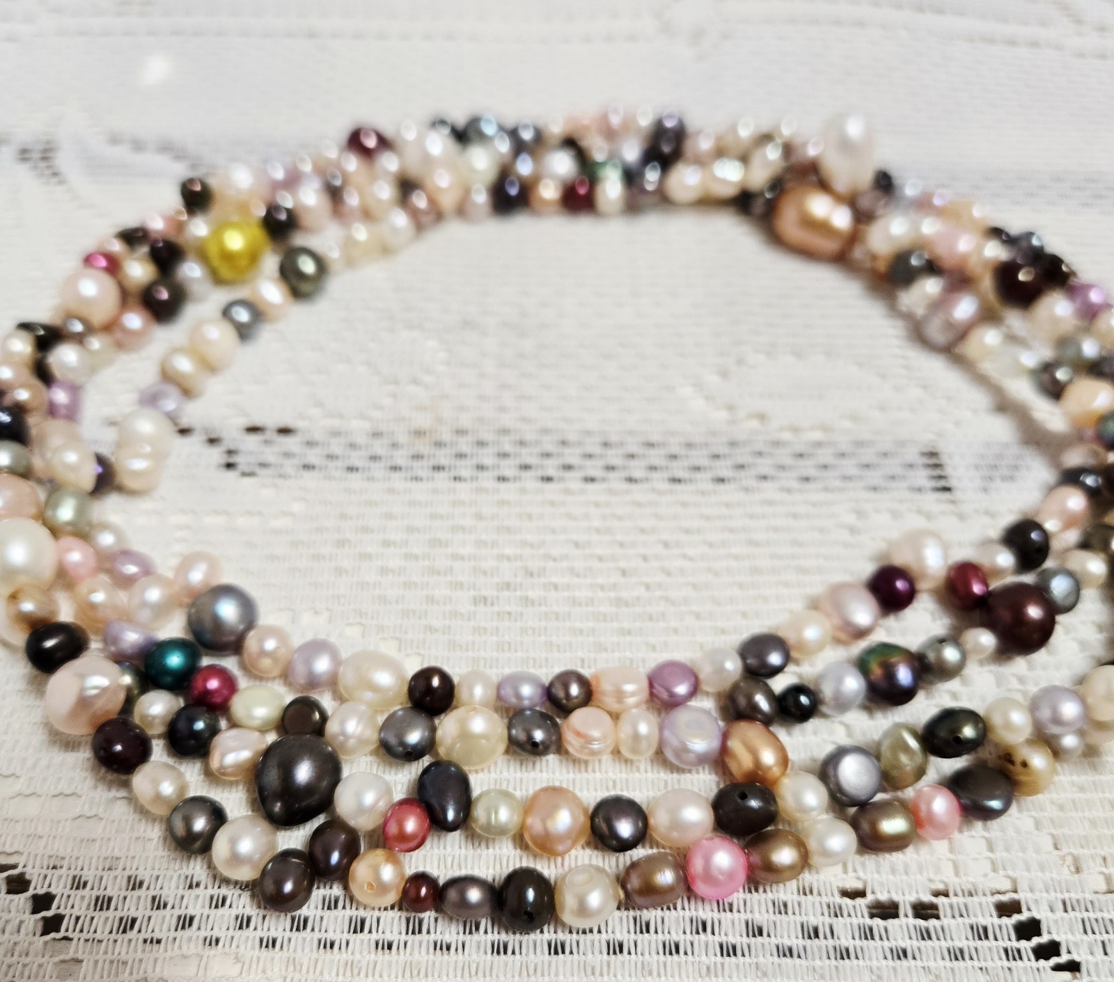 Multi Color Freshwater Pearl Extra Long Cluster Necklace