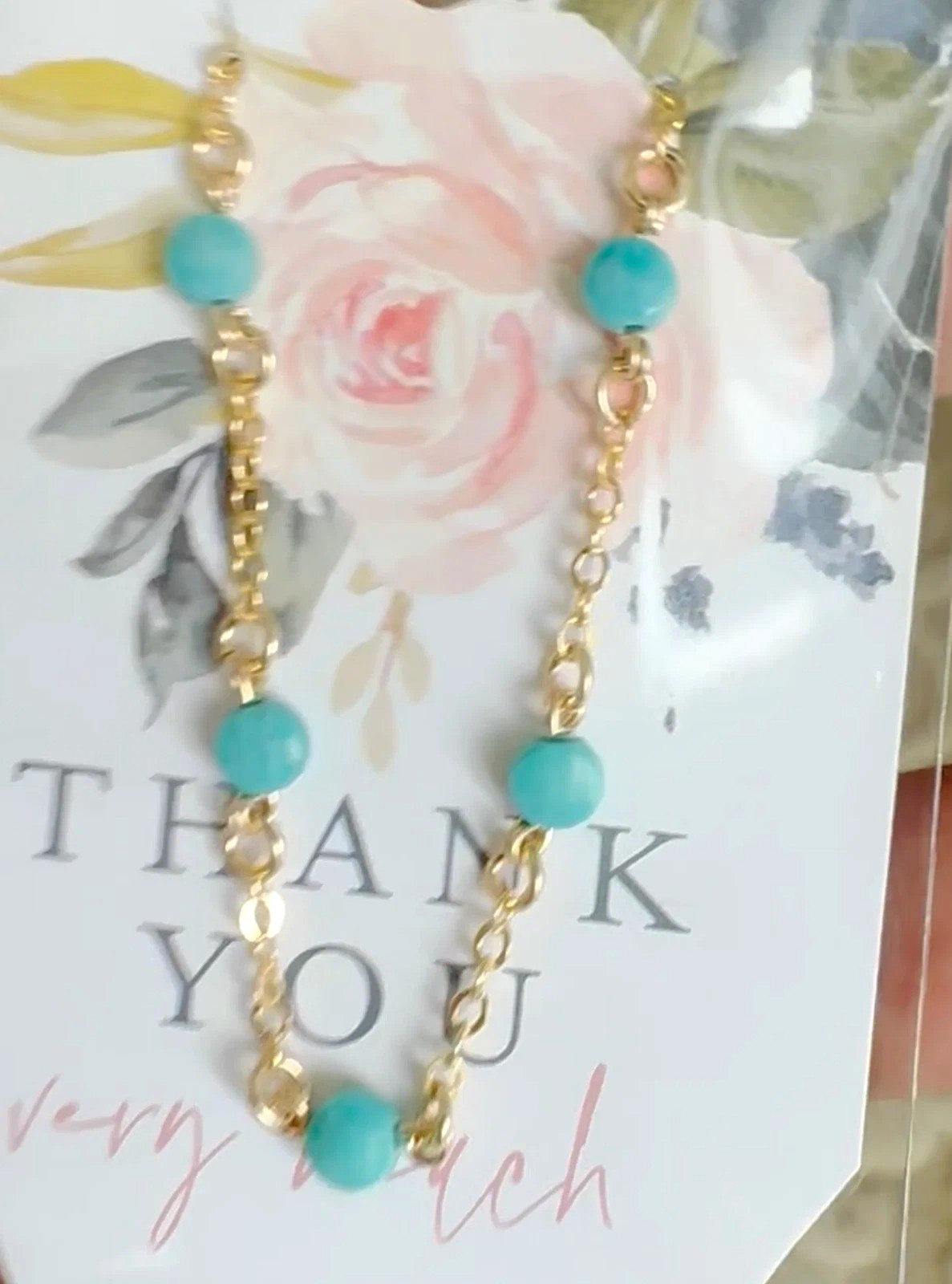 $550 NEW BC® 18K YELLOW GOLD TURQUOISE DIAMOND ROSE CUT VTG CHAIN 750 BRACELET