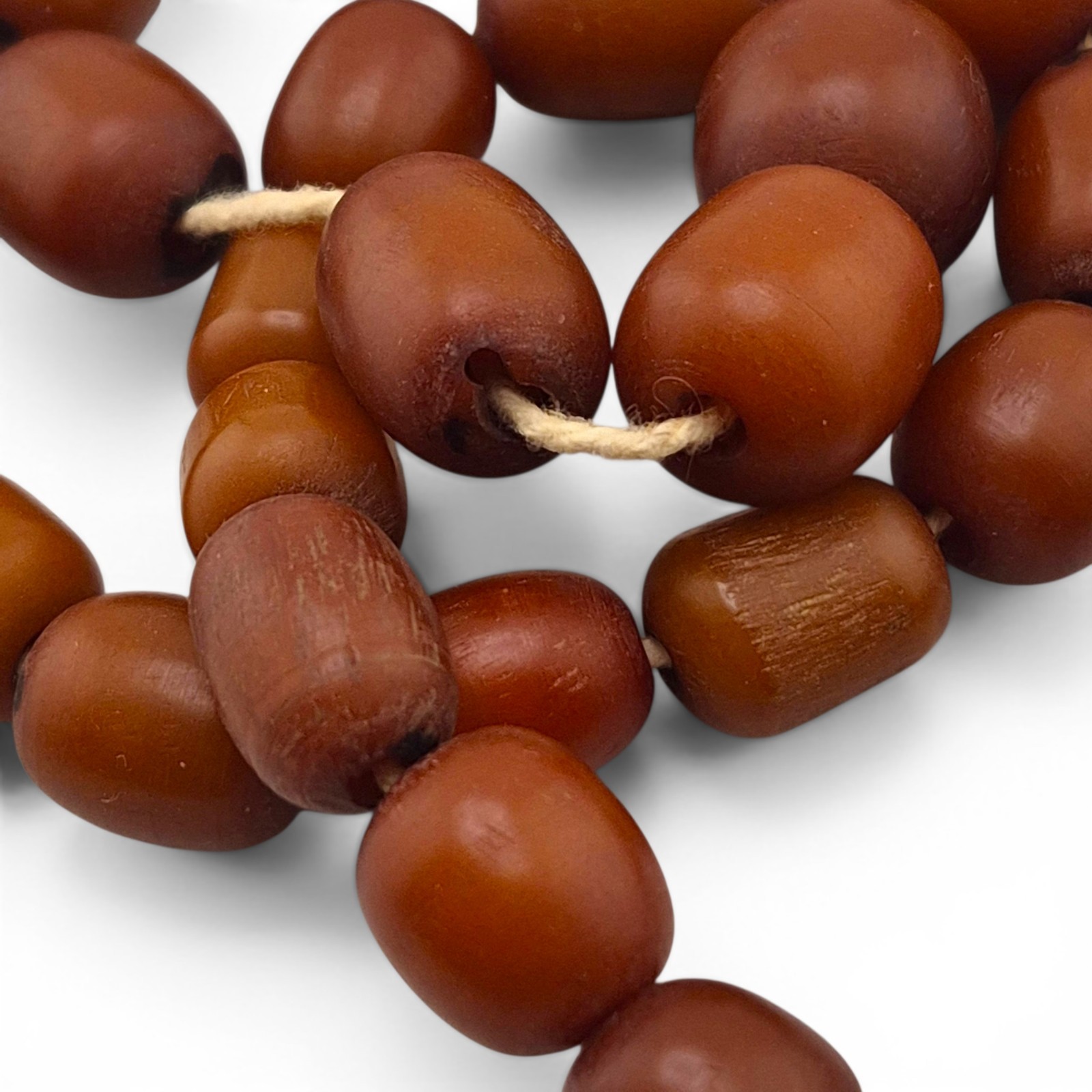 Vintage Natural Sumatran Amber Bead Necklace 49.83g Graduated Barrel Strand