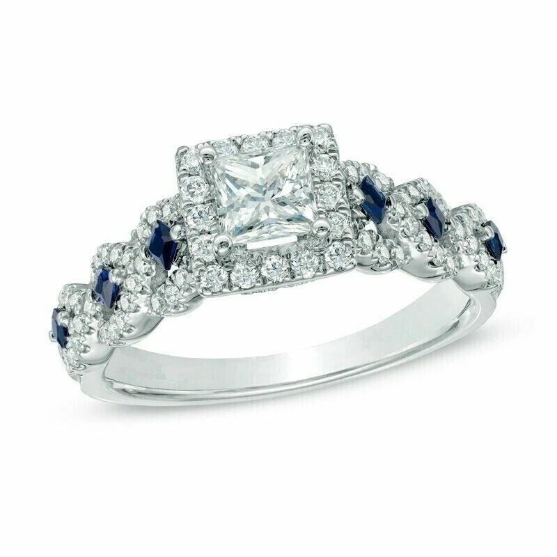 2Ct VVS1 Princess Cut Lab Created Diamond Anniversary 14k White Gold Finish Ring